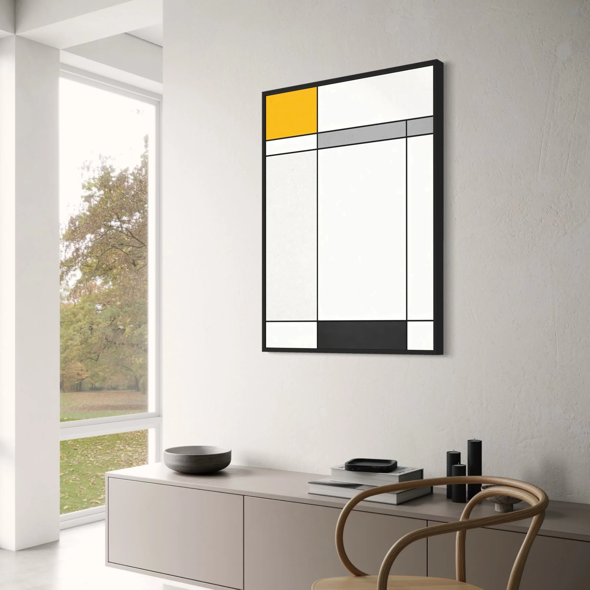 Mondrian | Composition in Black, White, Yellow & Gray | Modern Abstract - Image 3