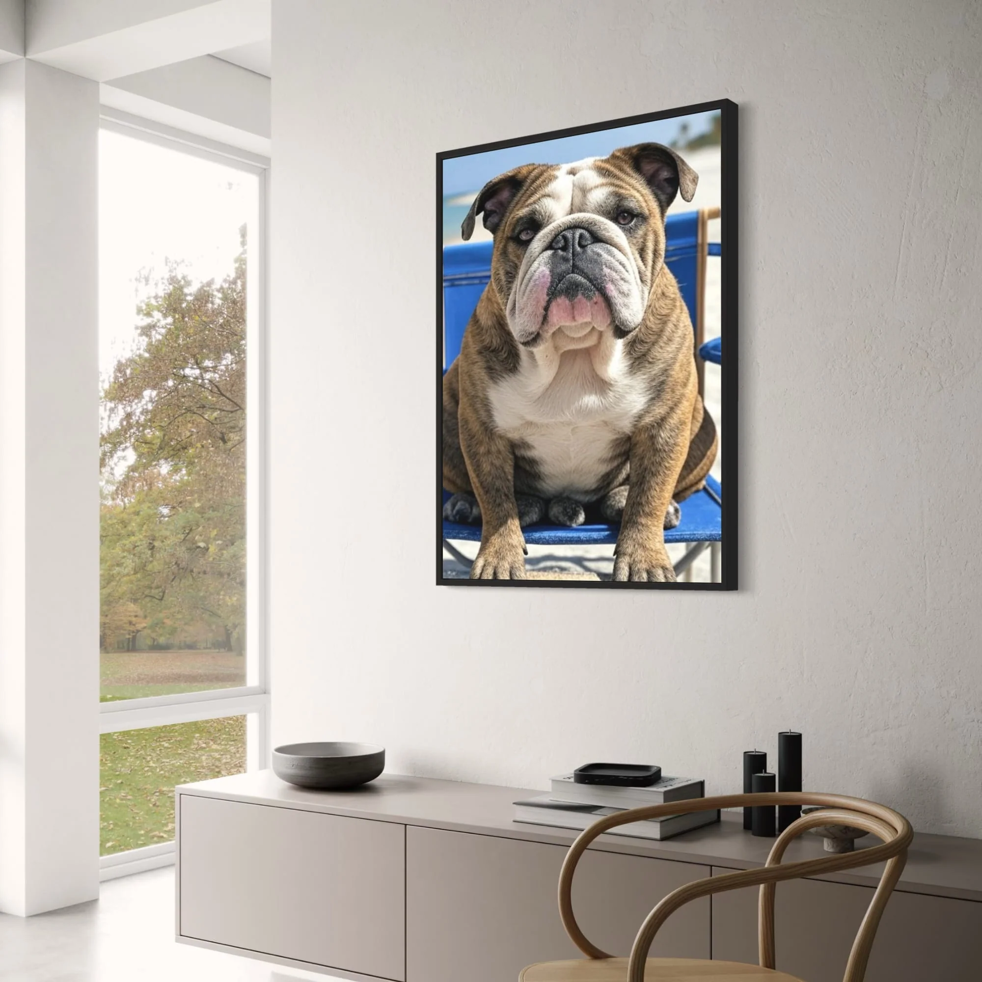 Beach Day Bulldog | Relaxed Portrait in Blue Chair - Image 3
