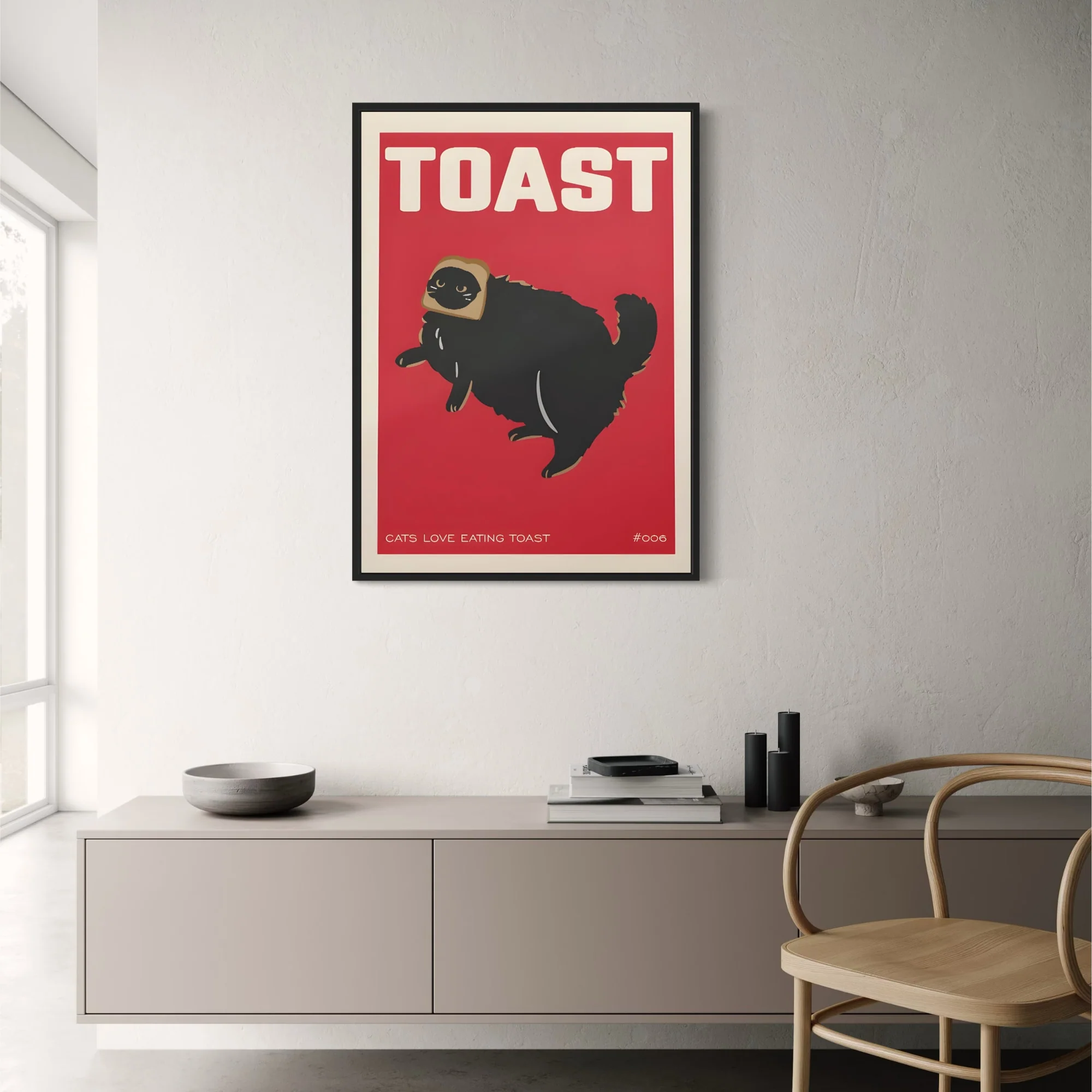Vintage Big Cat Kitchen Art | Red Toast - Image 2