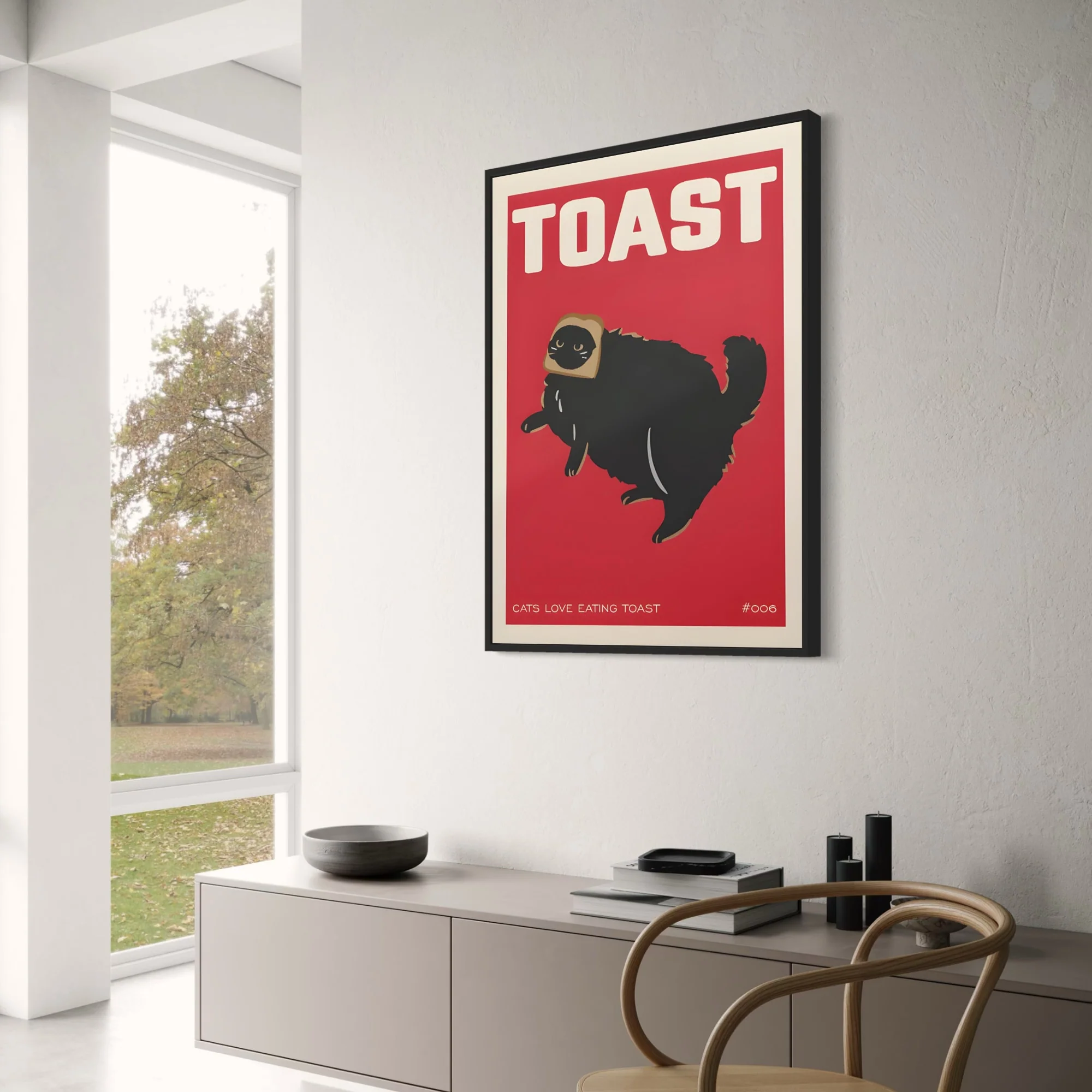 Vintage Big Cat Kitchen Art | Red Toast - Image 3