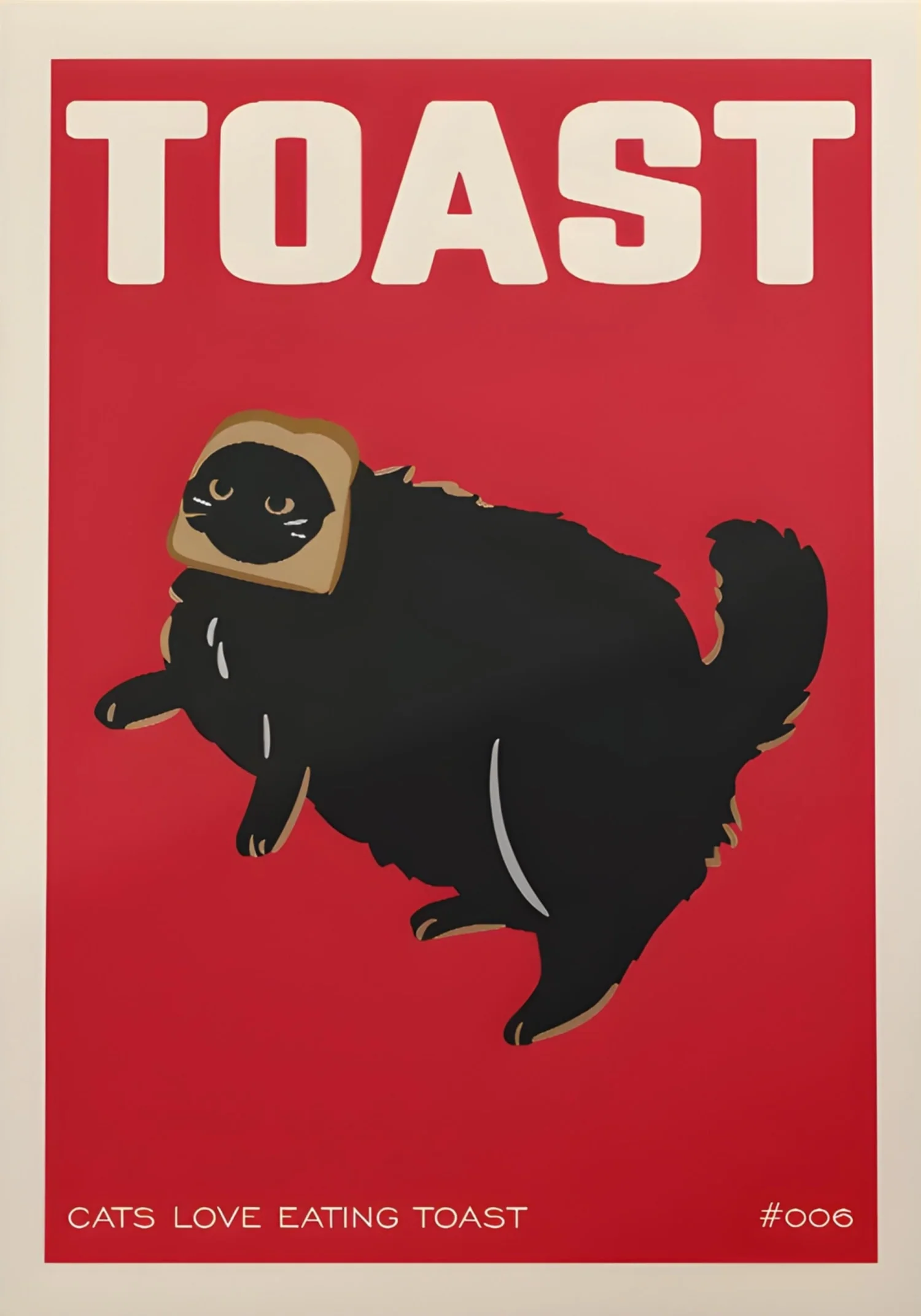 Vintage Big Cat Kitchen Art | Red Toast - Image 4