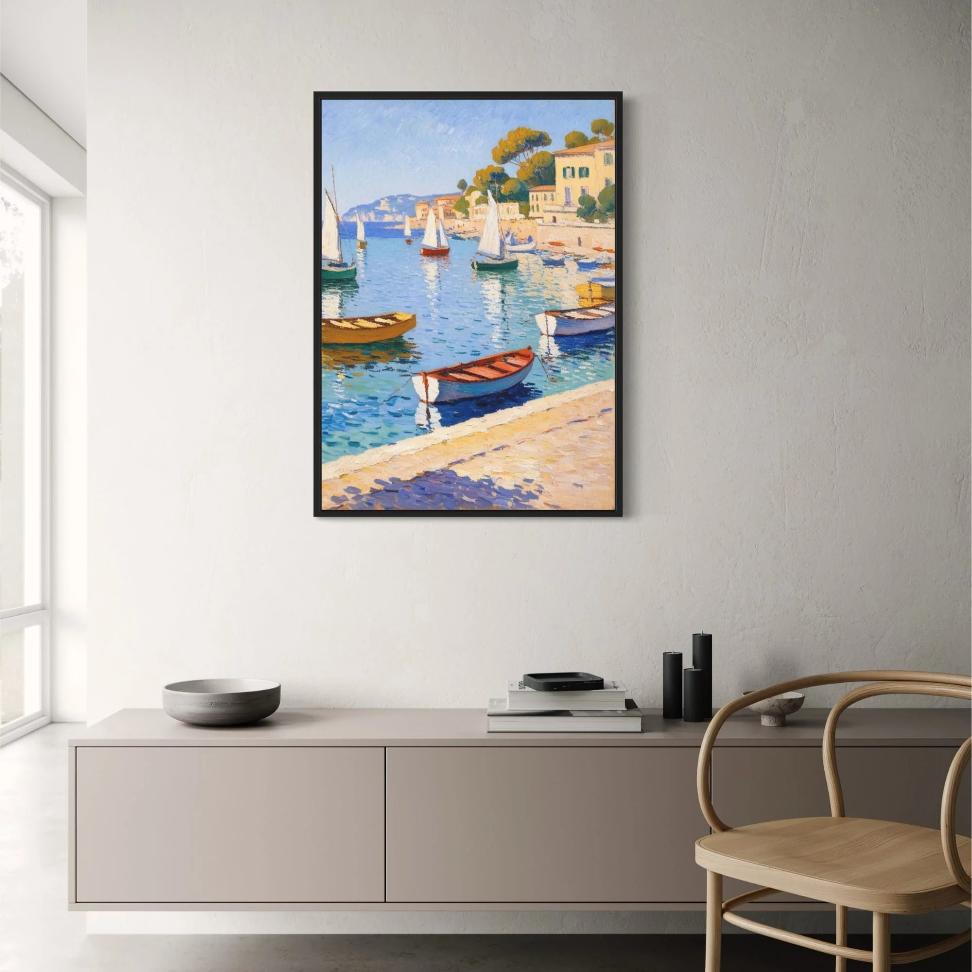 Serene Ocean View | Tranquil Seaside Landscape | Blue & White - Image 2