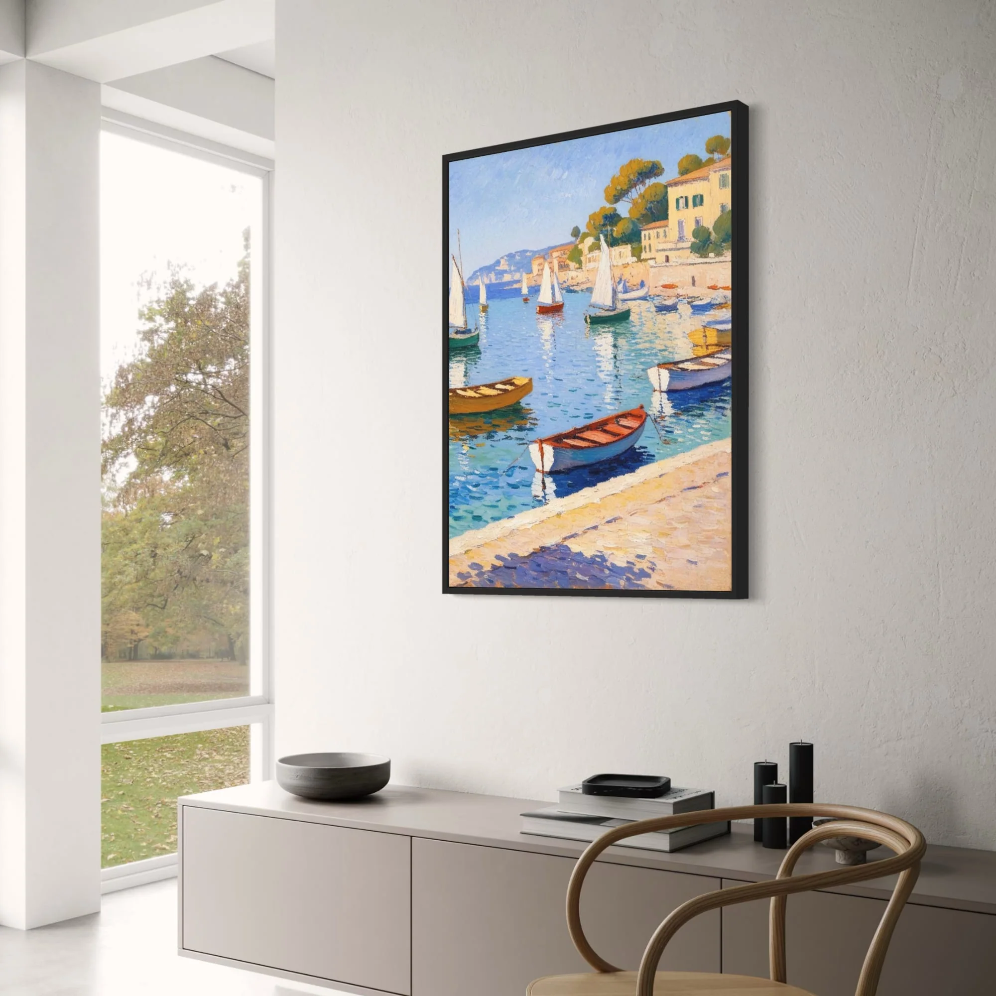 Serene Ocean View | Tranquil Seaside Landscape | Blue & White - Image 3
