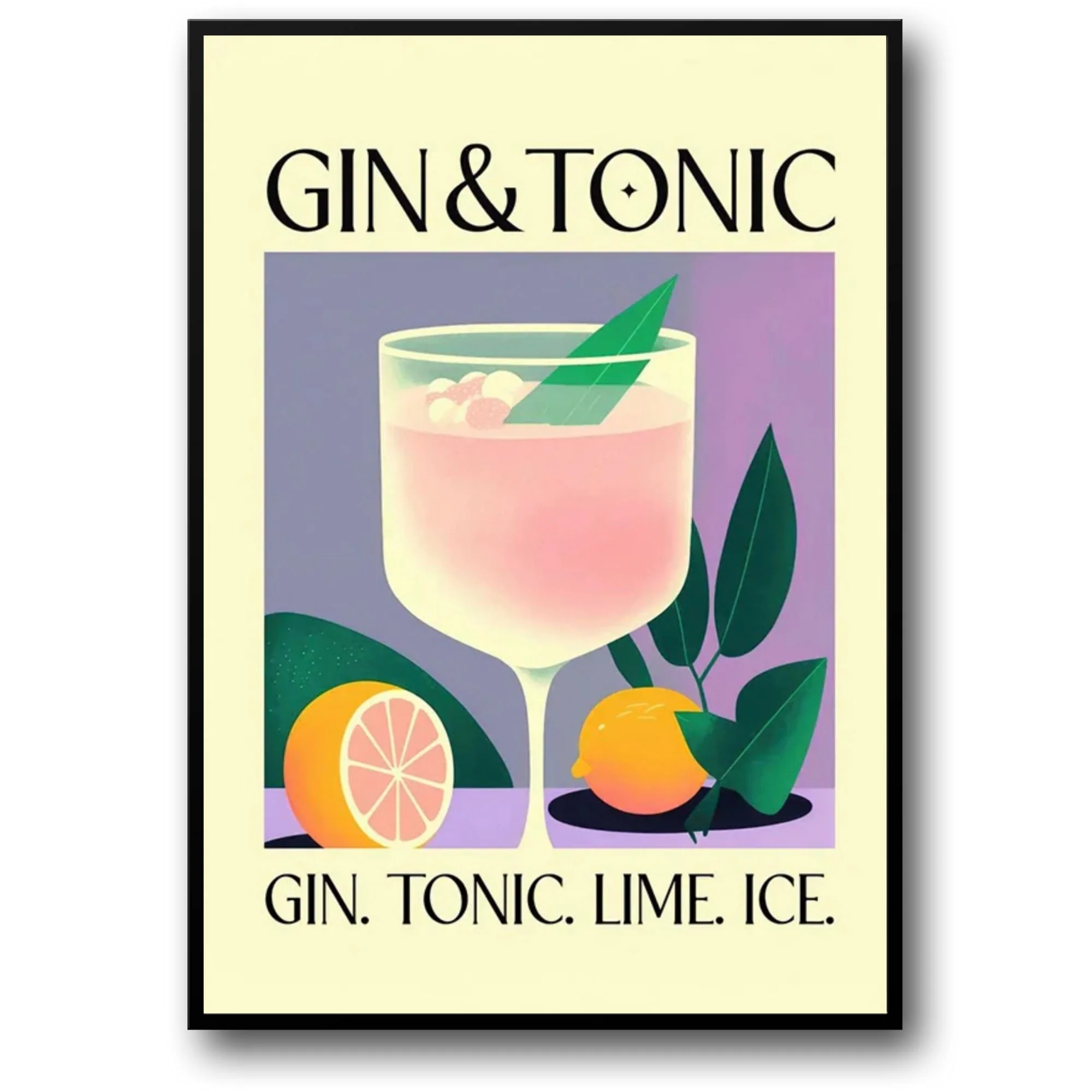 Vintage Gin and Tonic Cocktail Art