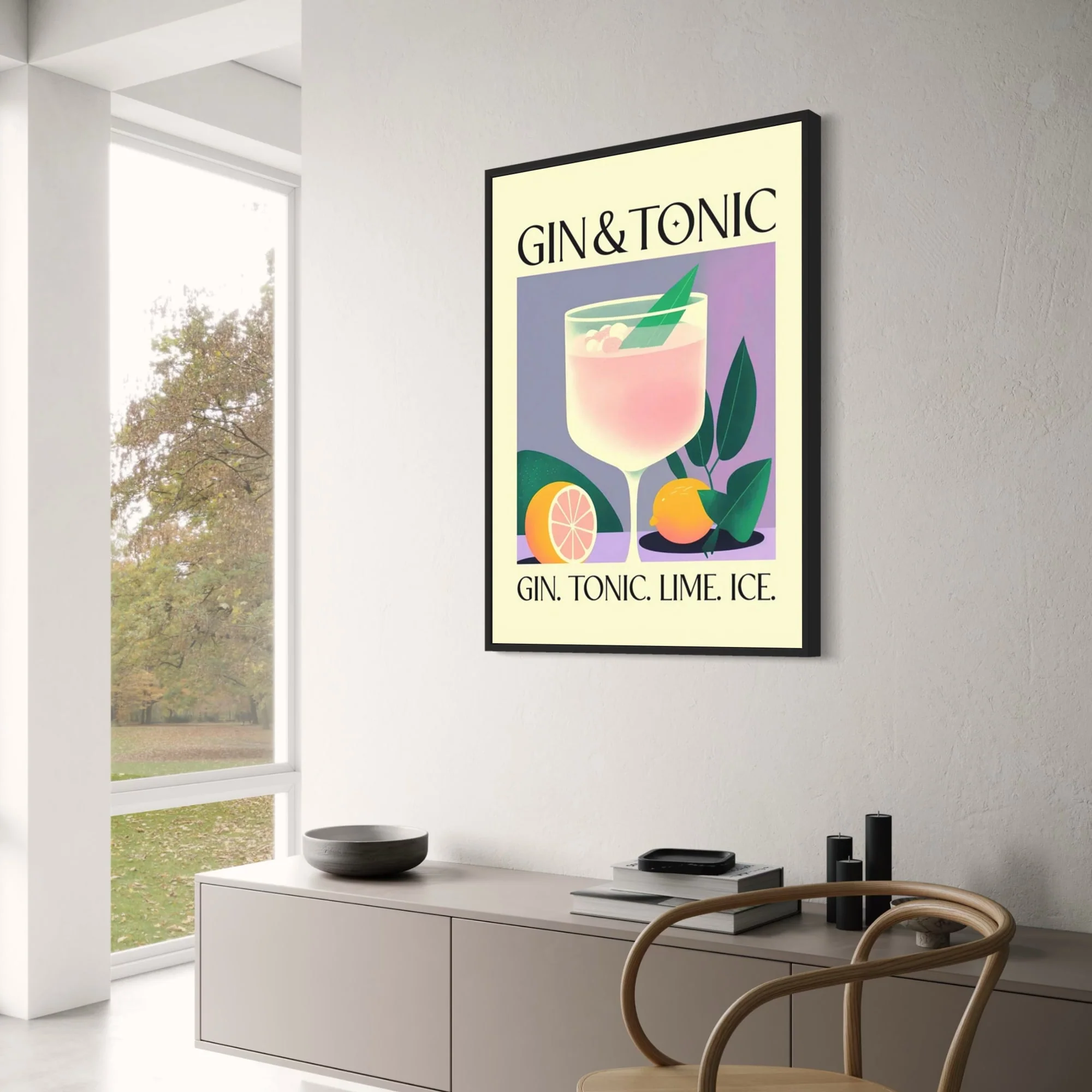 Vintage Gin and Tonic Cocktail Art - Image 3