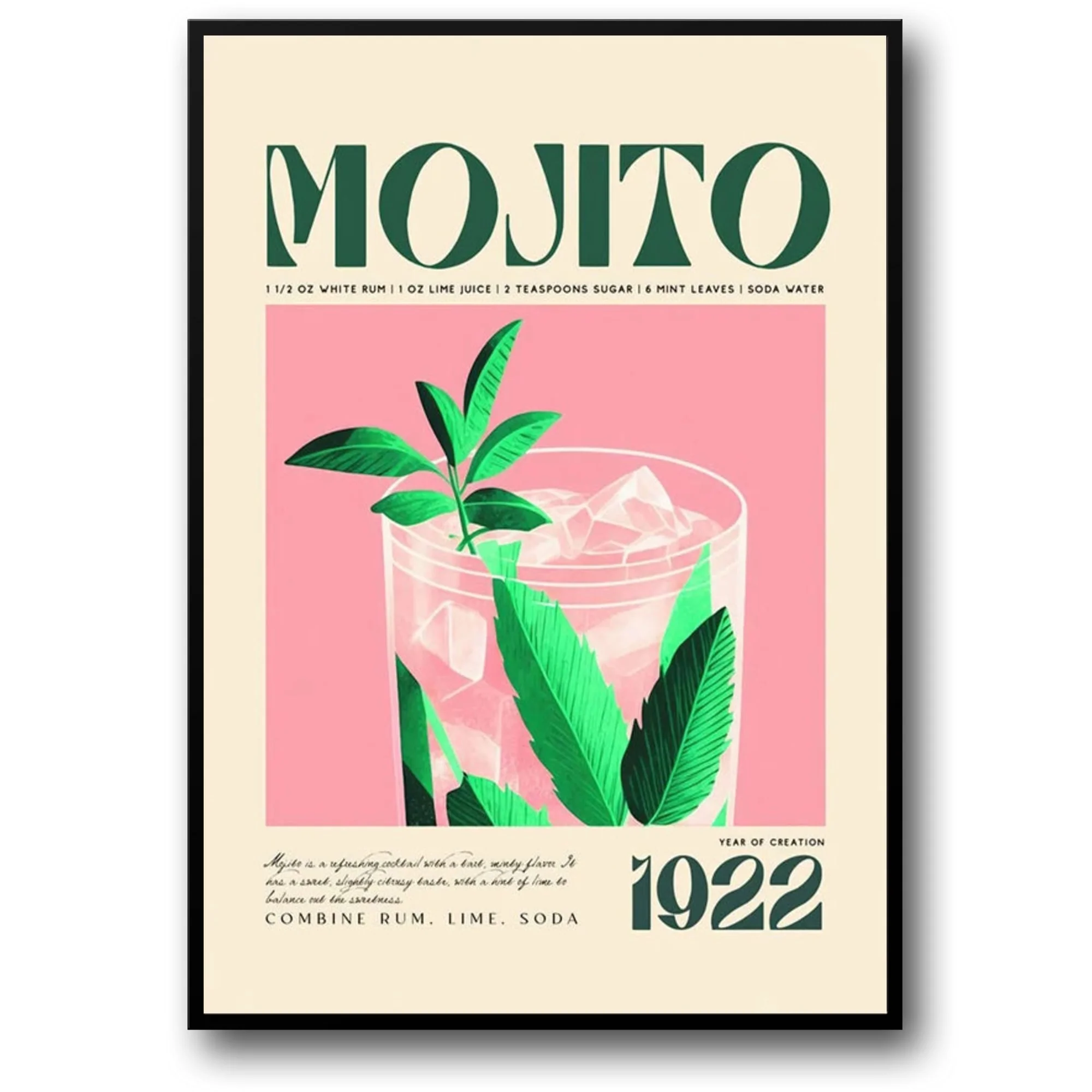 Mojito Cocktail 1922 | Vintage Bar Decor