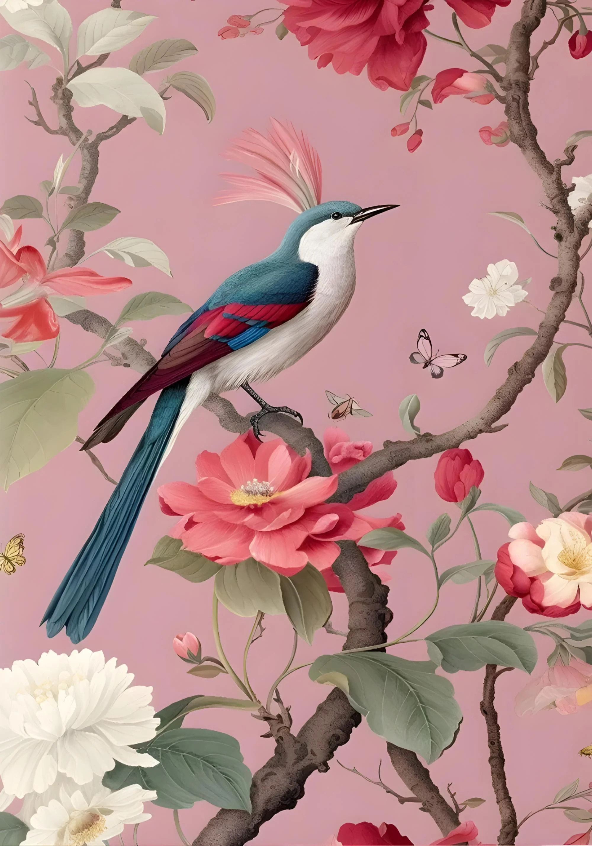 Birds in Bloom | Paradise Flycatcher Symphony - Image 2