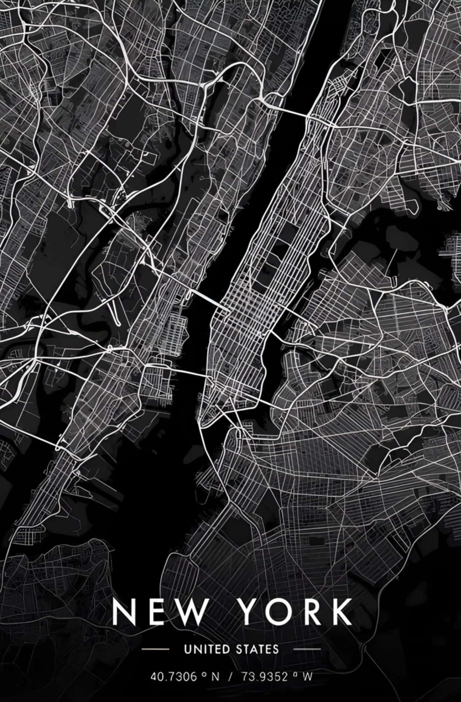 New York City Map | Black & White | Minimalist Urban Design - Image 4