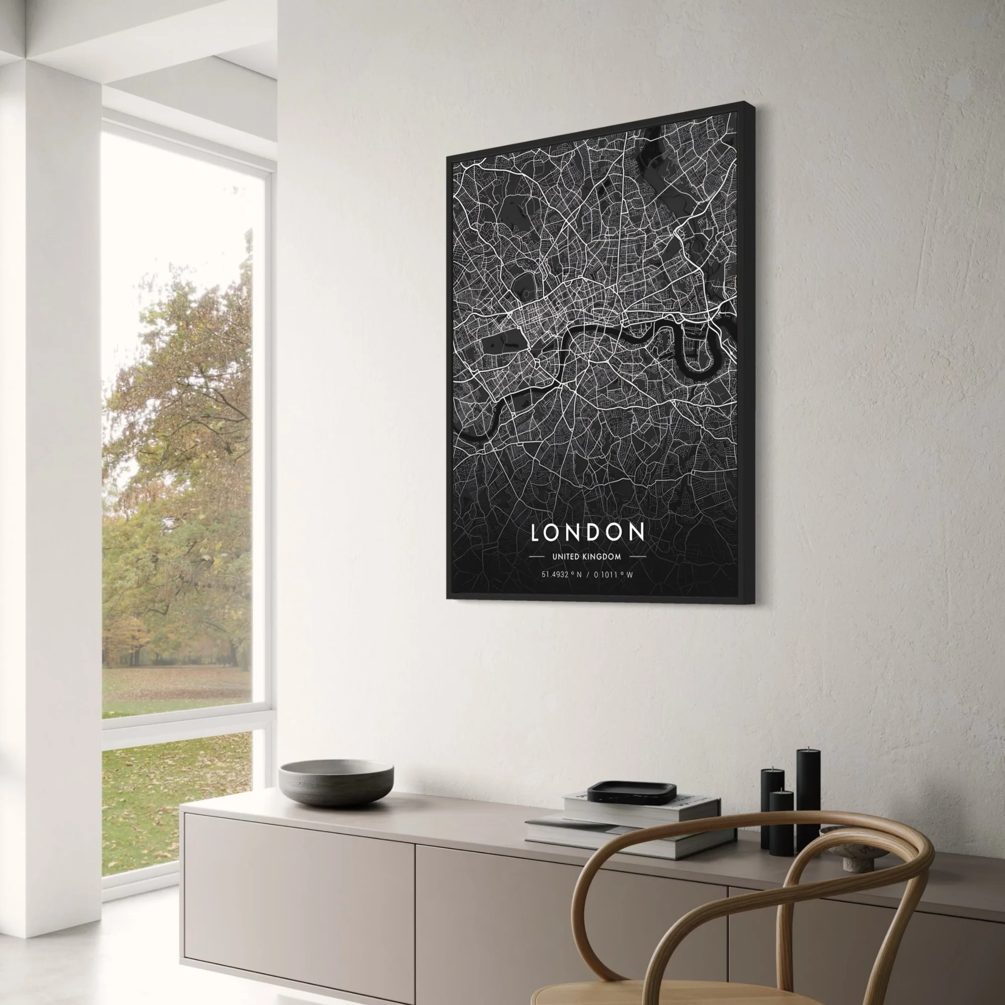 London City Map | Black & White Urban Art - Image 3
