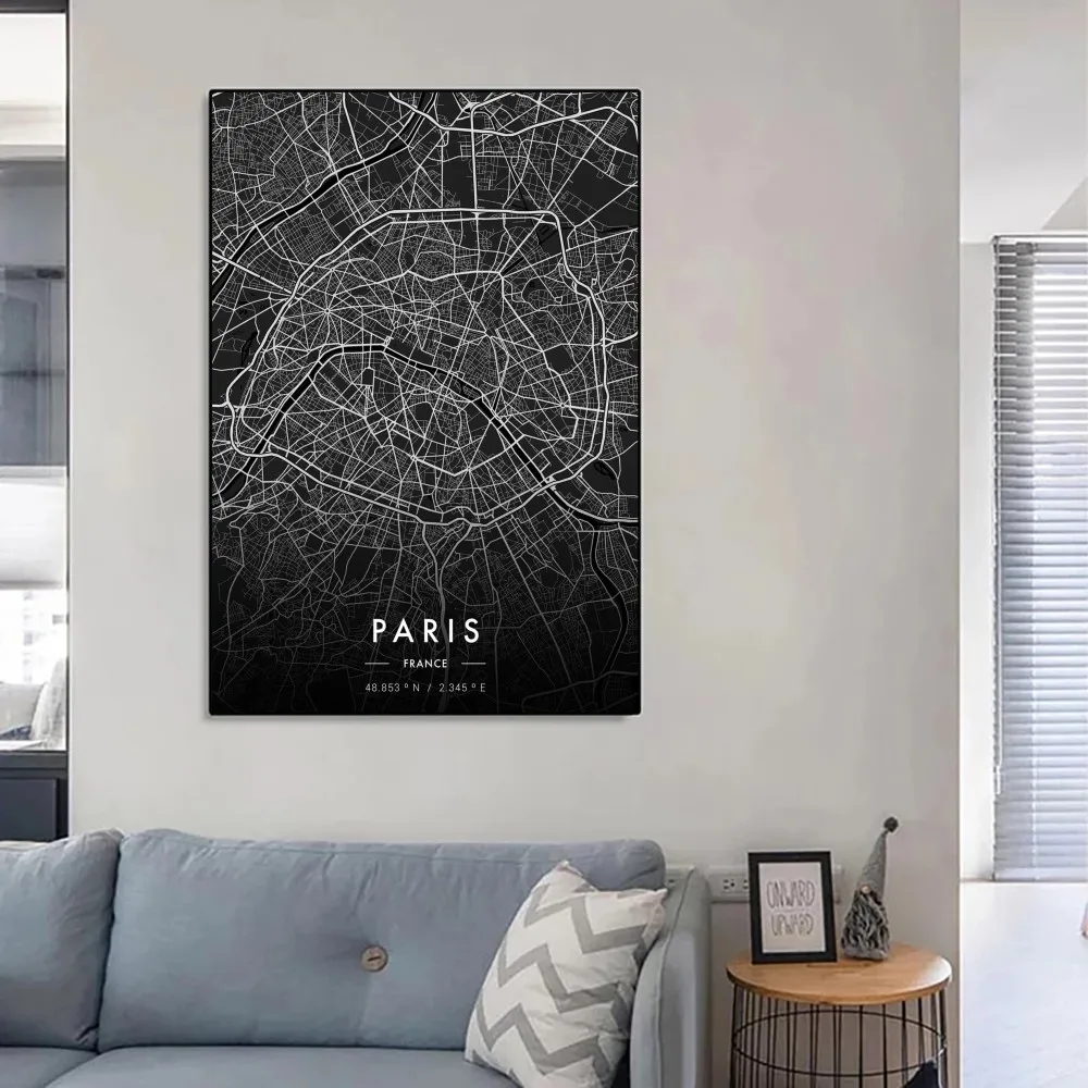 Paris Map | Black and White | Modern Artwork