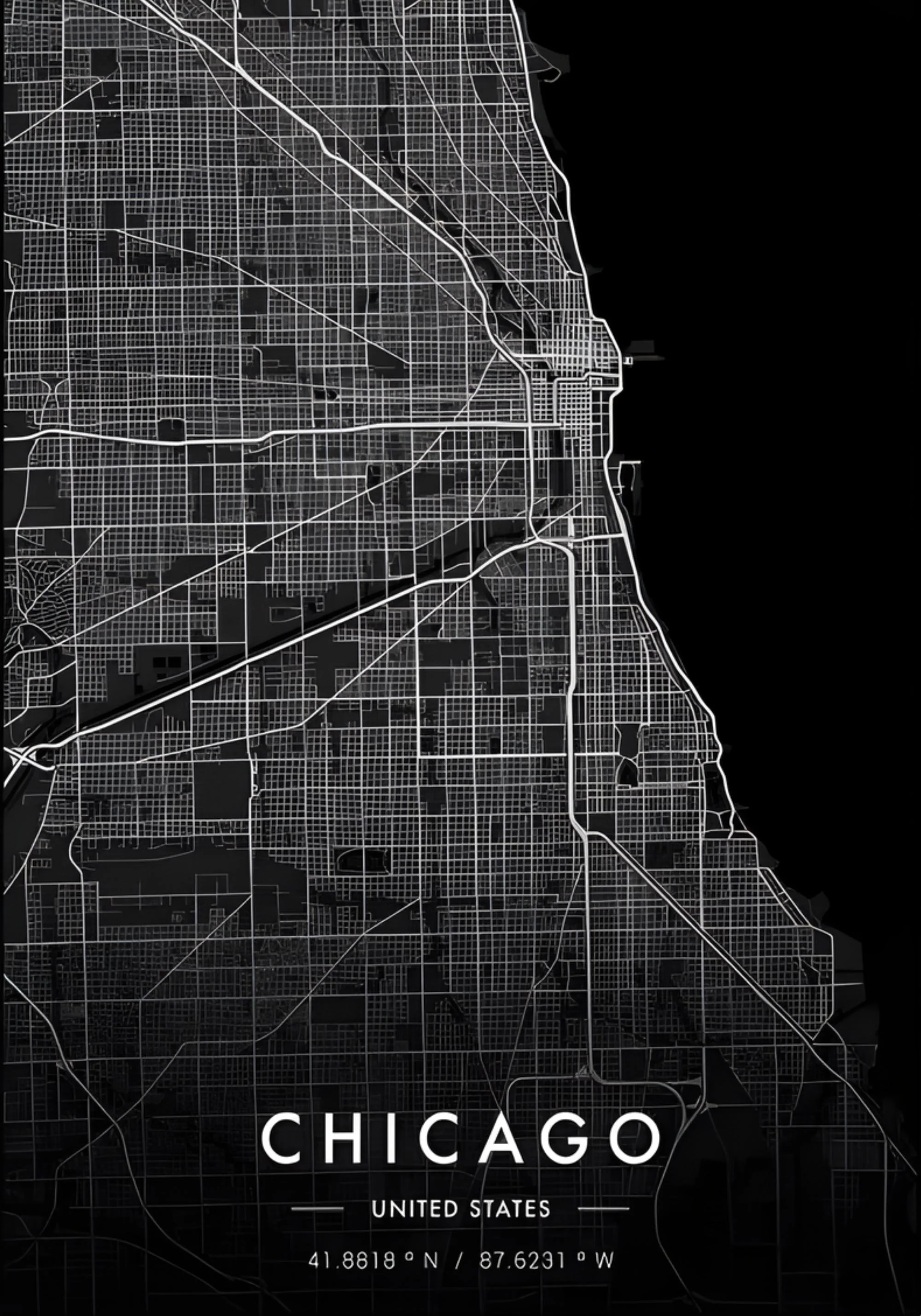 Chicago City Map | Black & White Modern - Image 2
