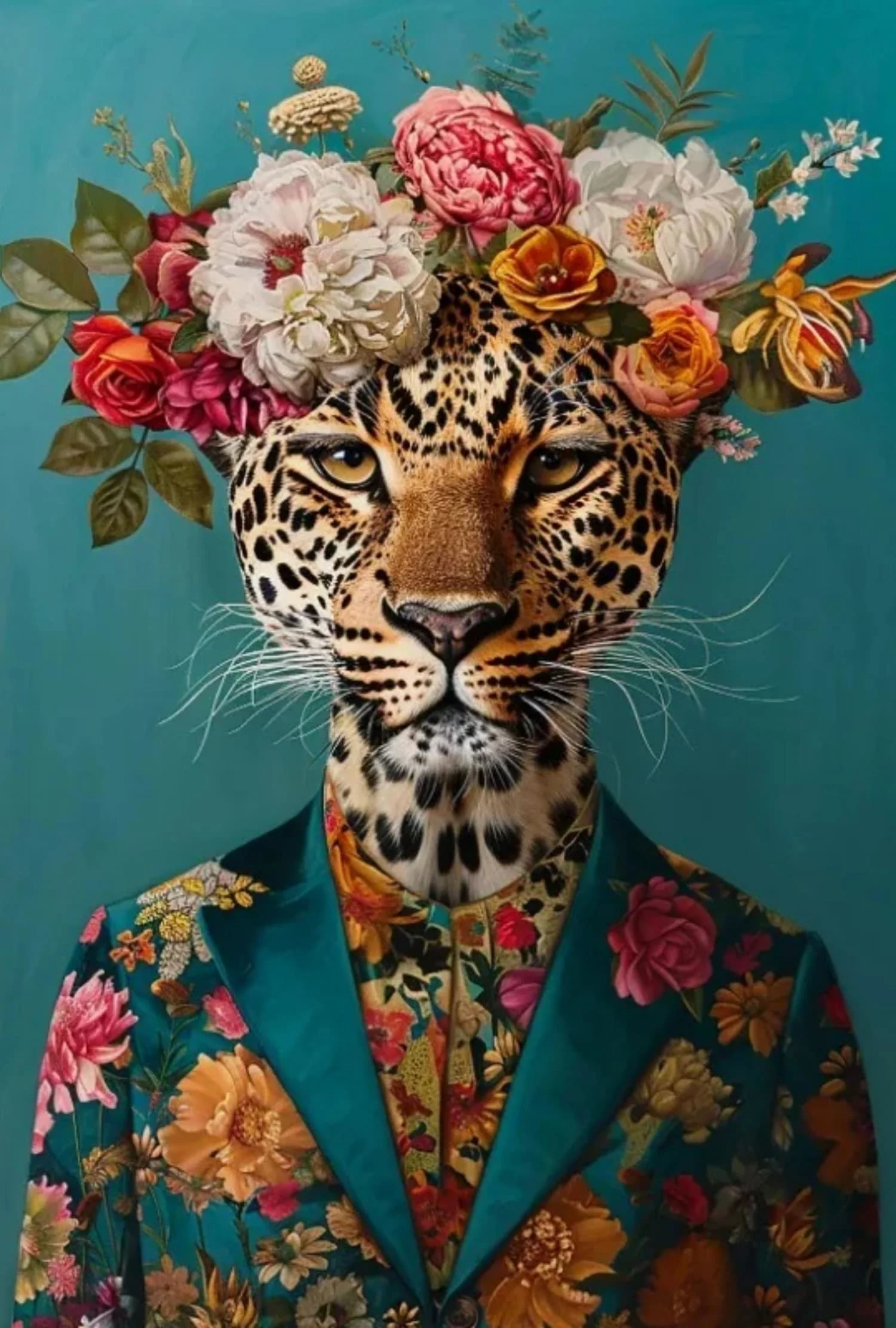 Jungle Royalty | Elegant Feline with Pearls - Image 4