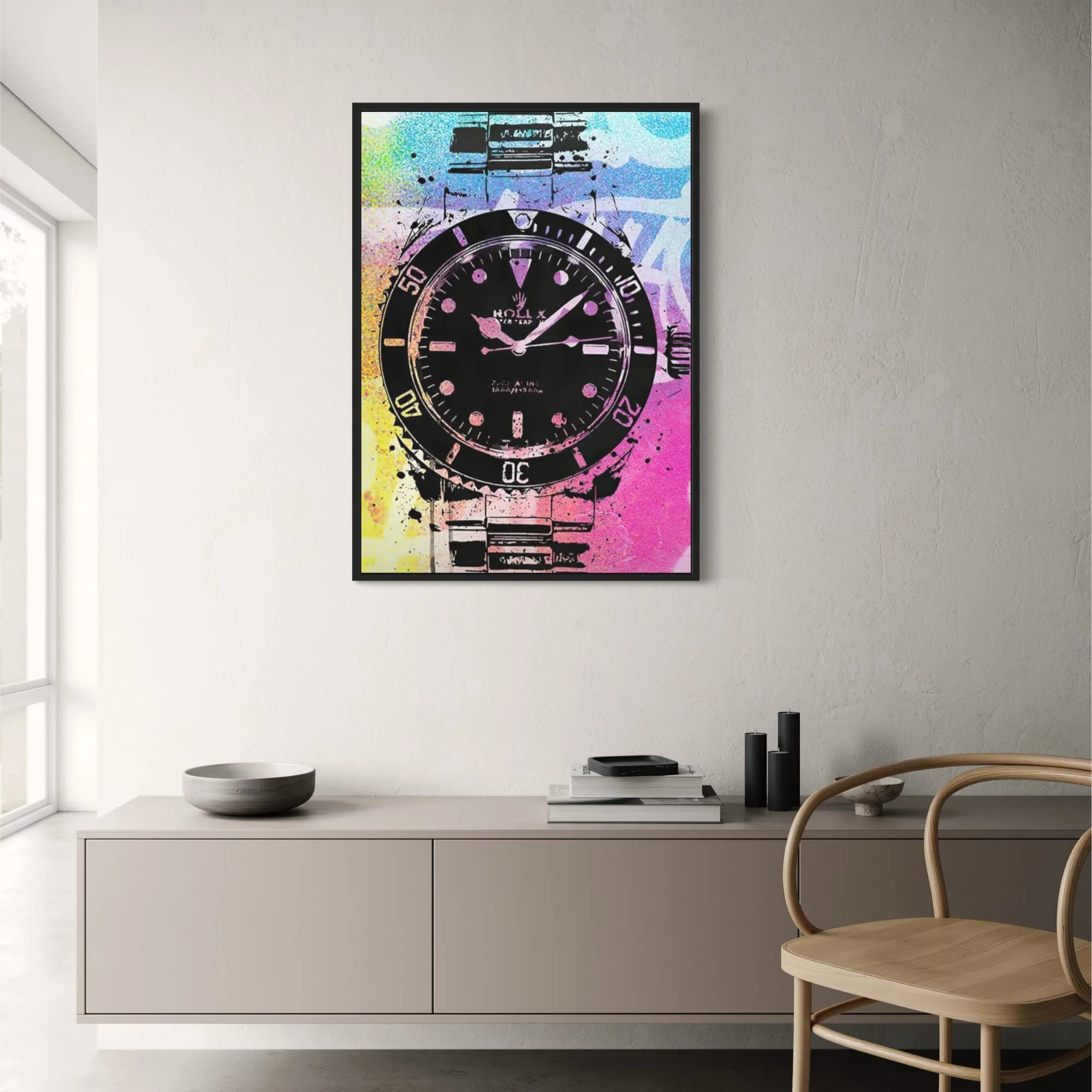 Rainbow Graffiti Timepiece | Colorful Urban Rolex Design - Image 2
