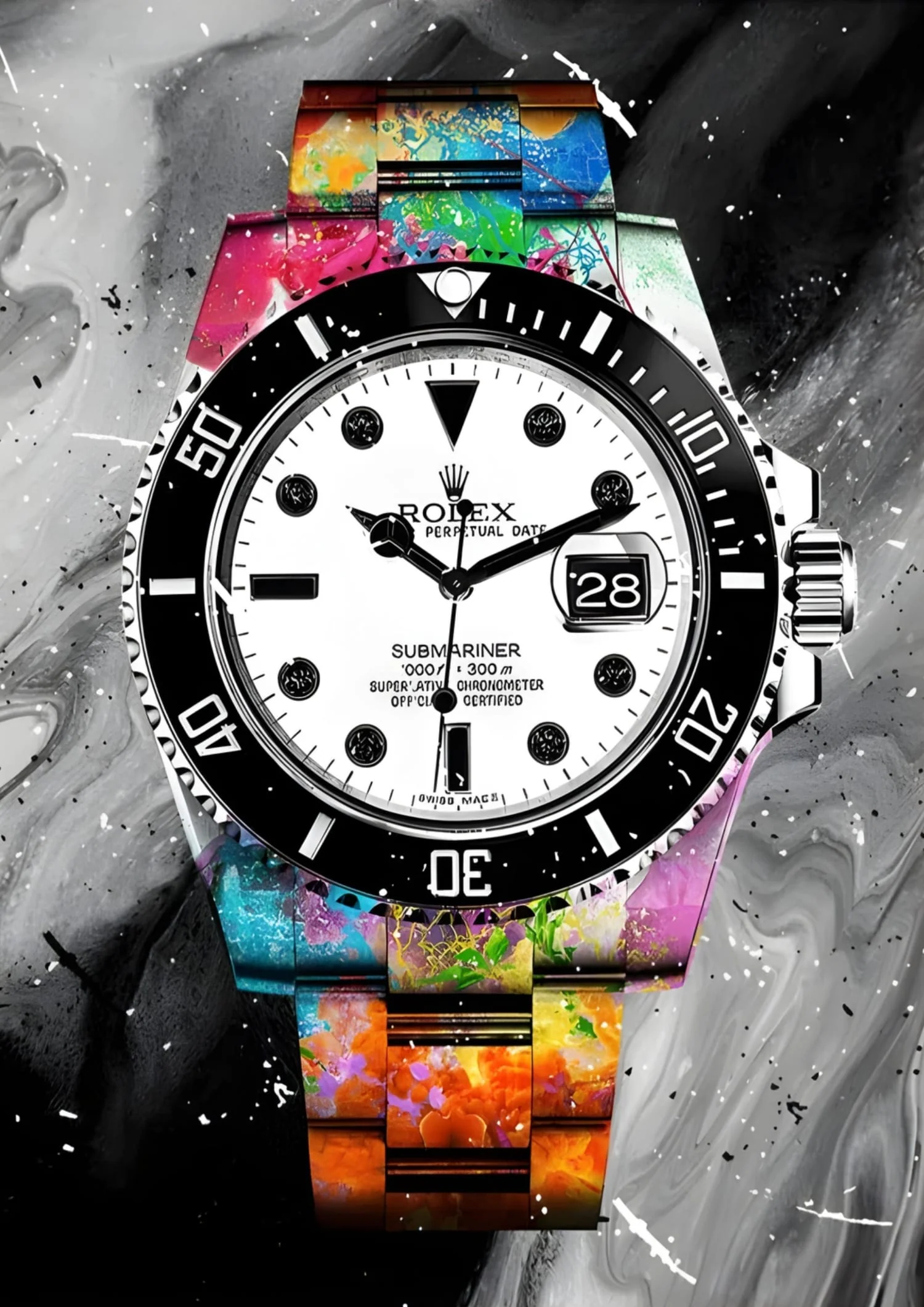 Rolex Submariner | Graffiti Art | Vibrant Timepiece - Image 4