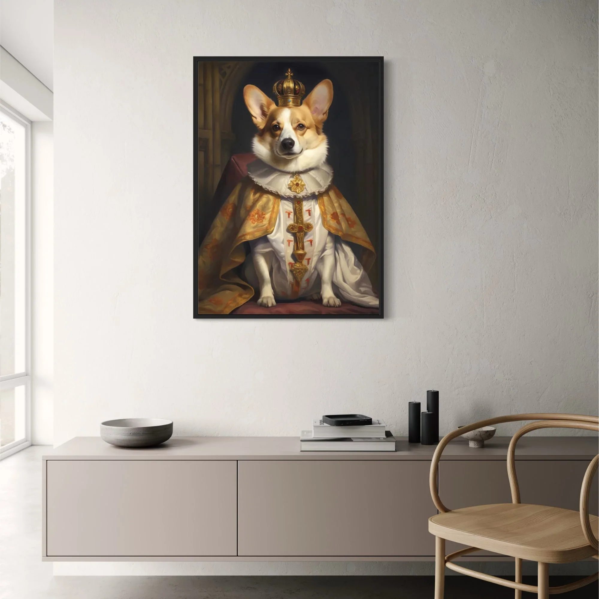 Crown Corgi Portrait | Regal Dog Art - Image 2