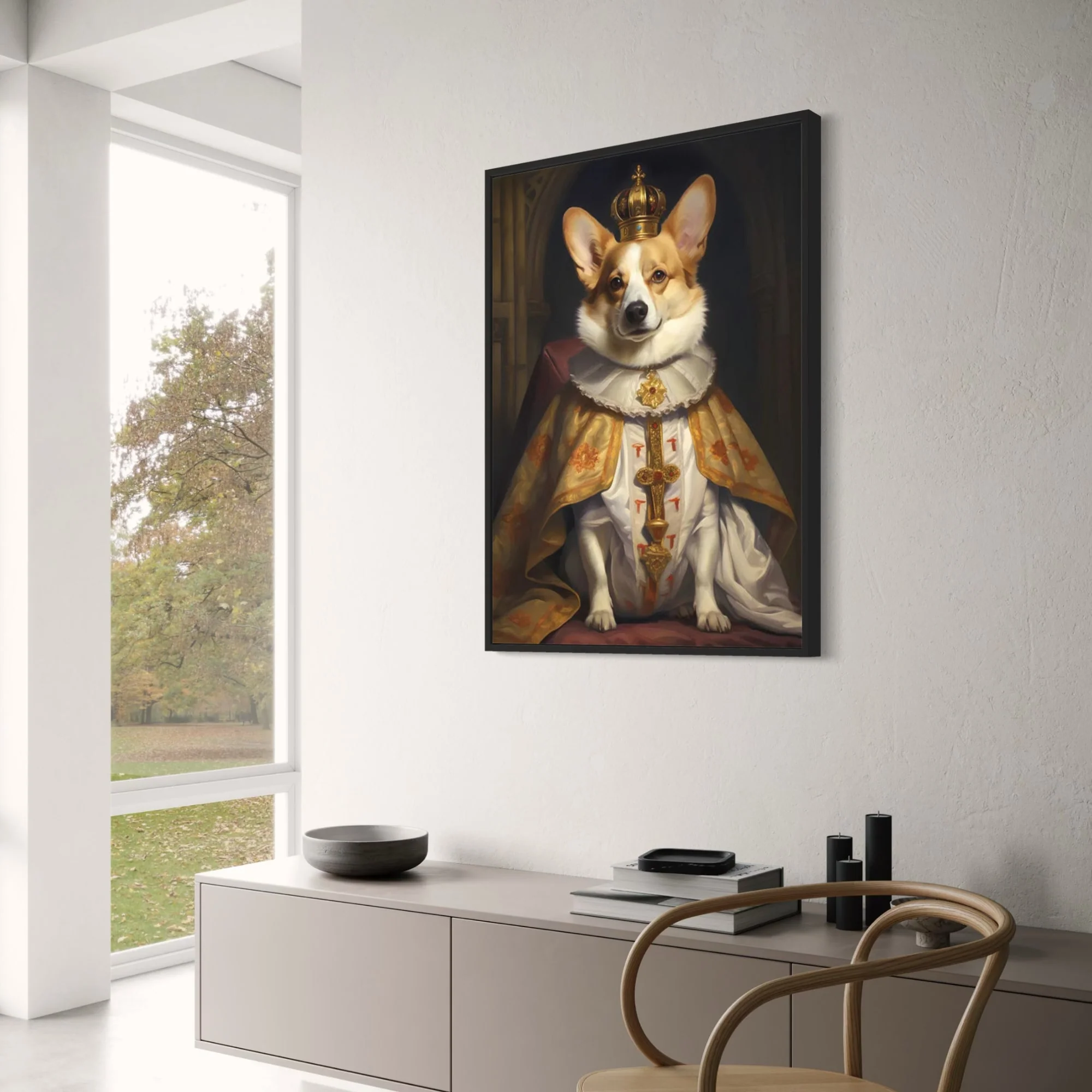 Crown Corgi Portrait | Regal Dog Art - Image 3
