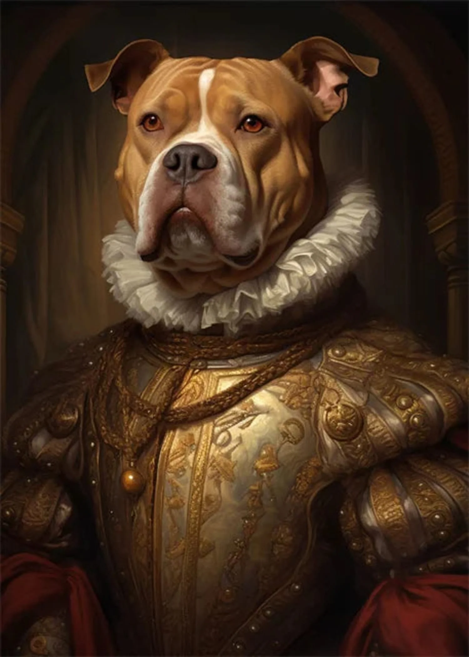 Pitbull in Golden Armor | Regal Dog Art - Image 4