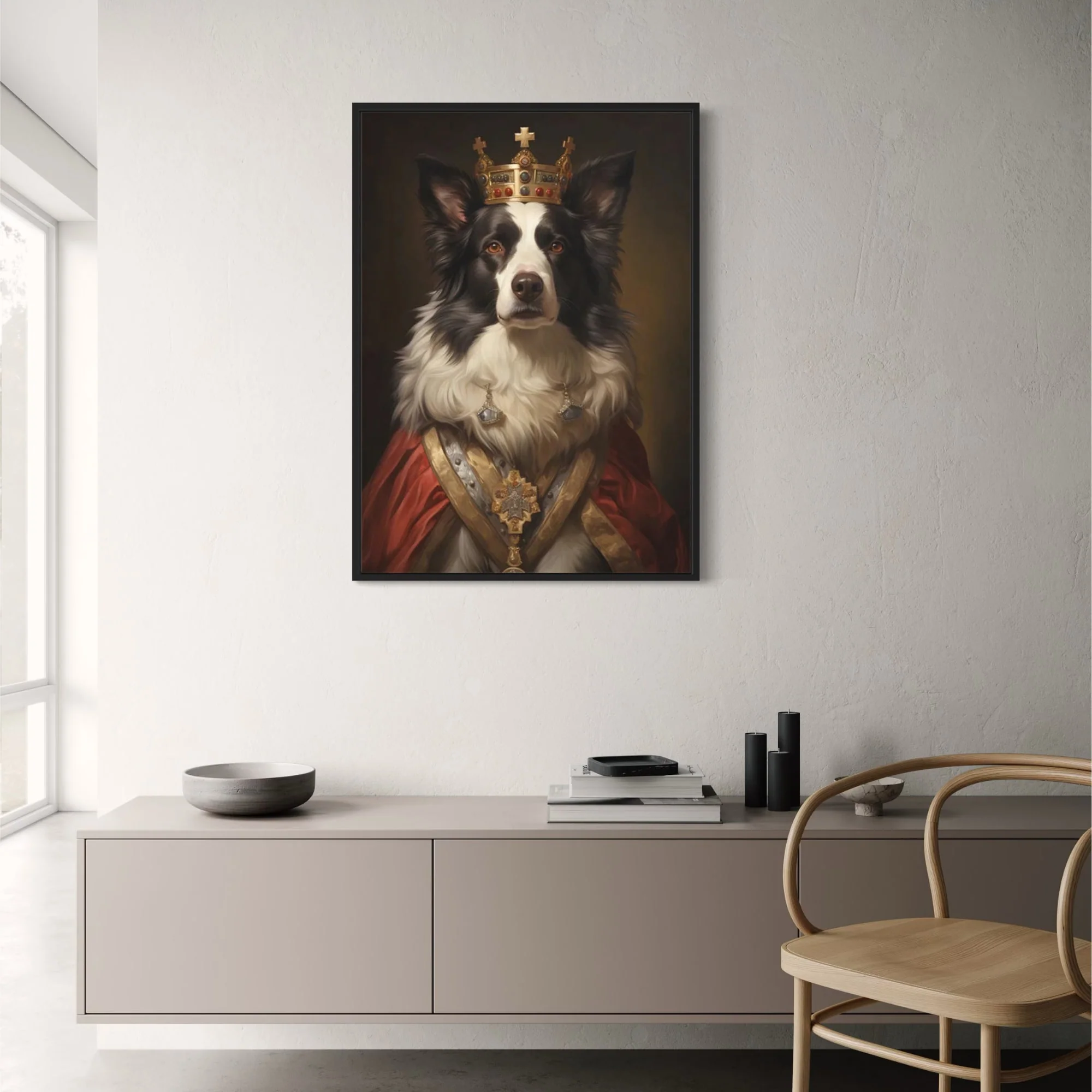 Border Collie Portrait | Royal Red Cloak - Image 2