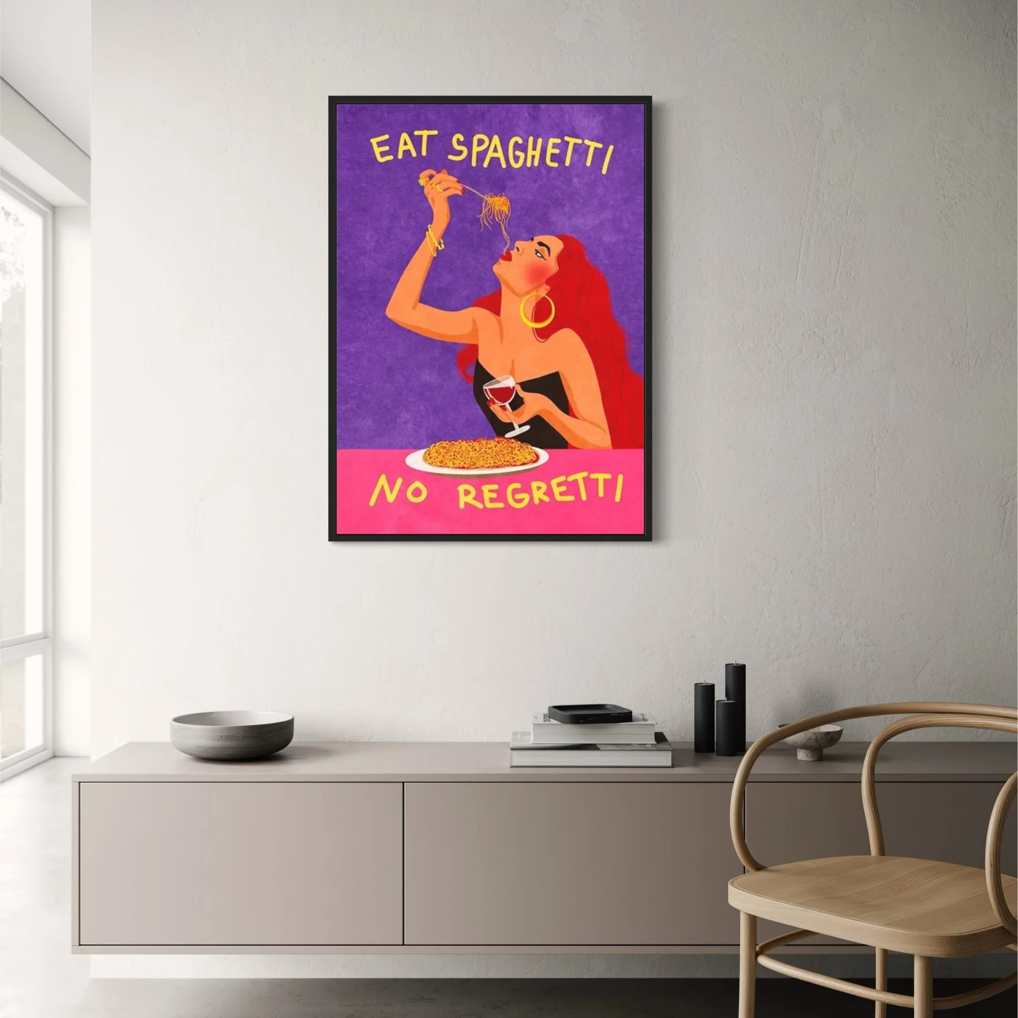 Eat Spaghetti No Regretti | Vibrant Kitchen Art - Image 2