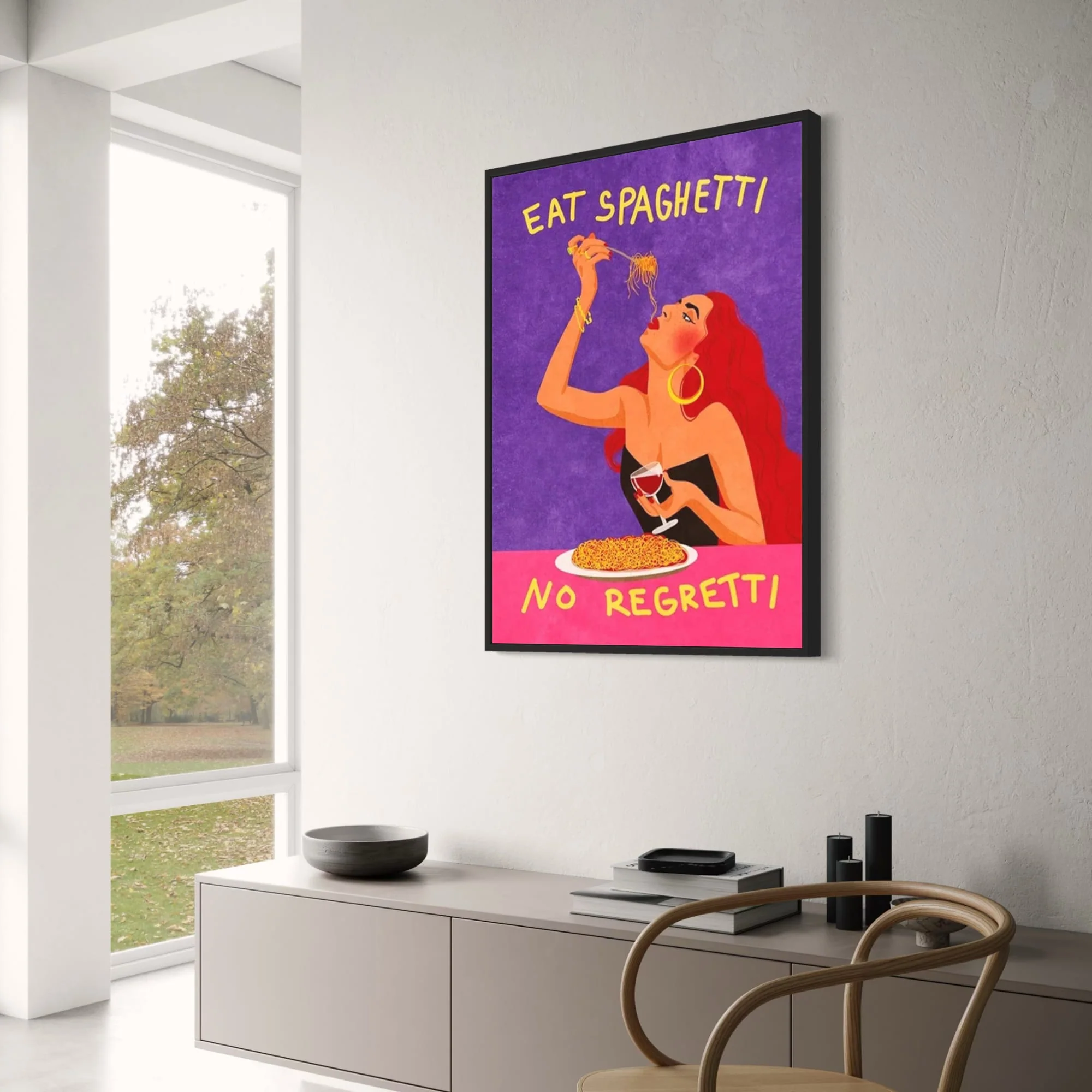 Eat Spaghetti No Regretti | Vibrant Kitchen Art - Image 3