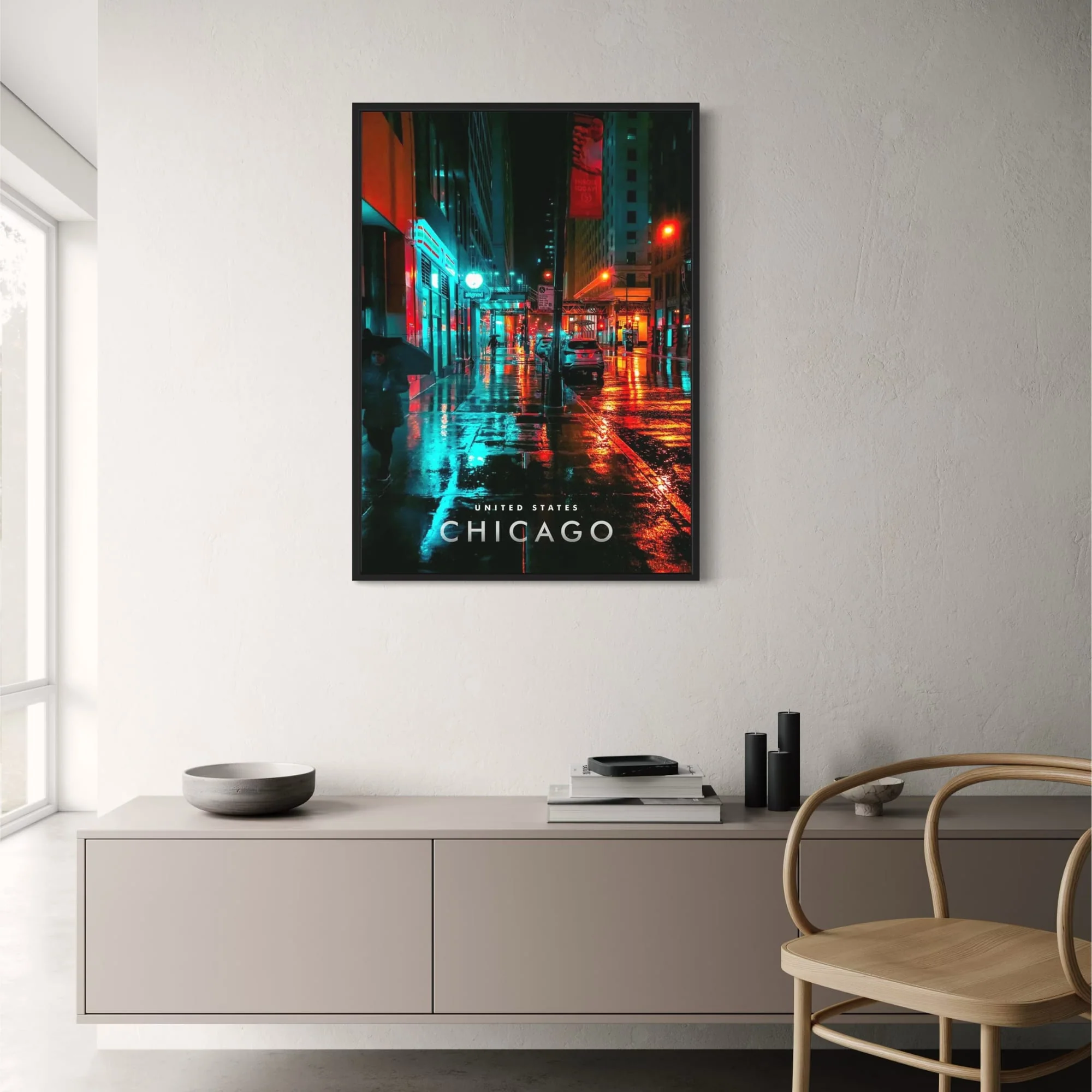 Chicago Rainy Night | Cityscape Art - Image 2