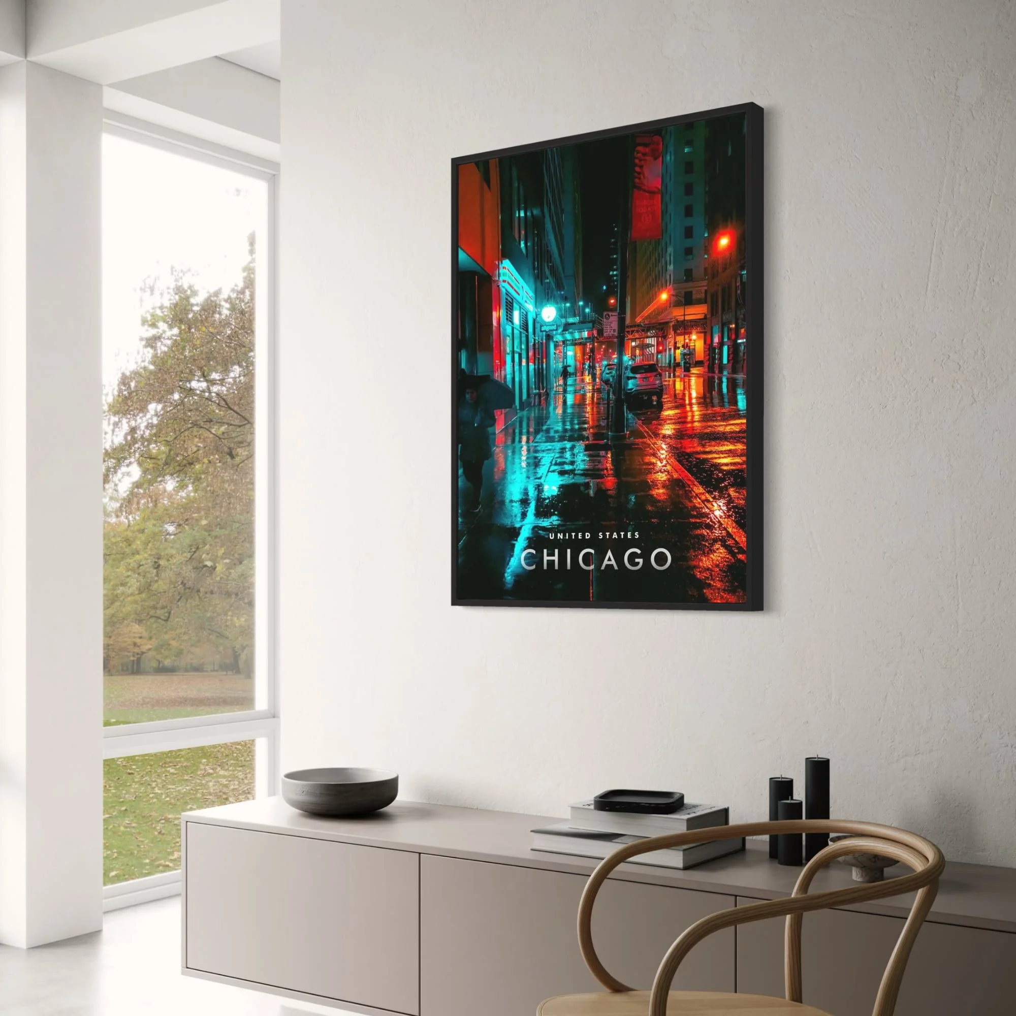 Chicago Rainy Night | Cityscape Art - Image 3