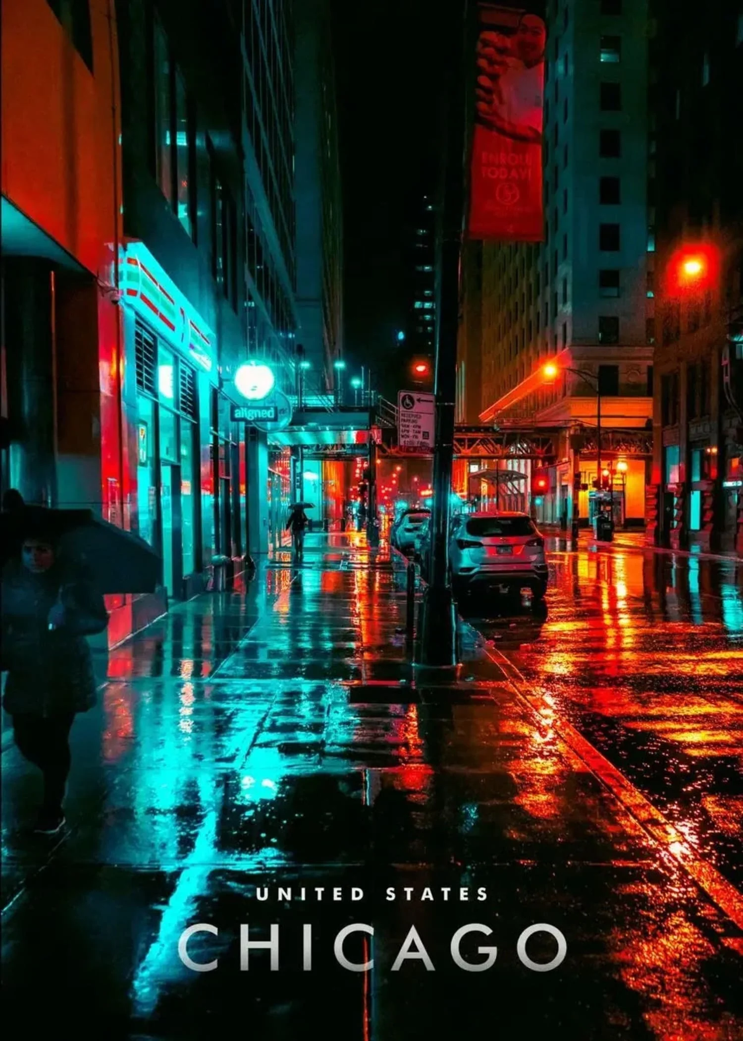 Chicago Rainy Night | Cityscape Art - Image 4
