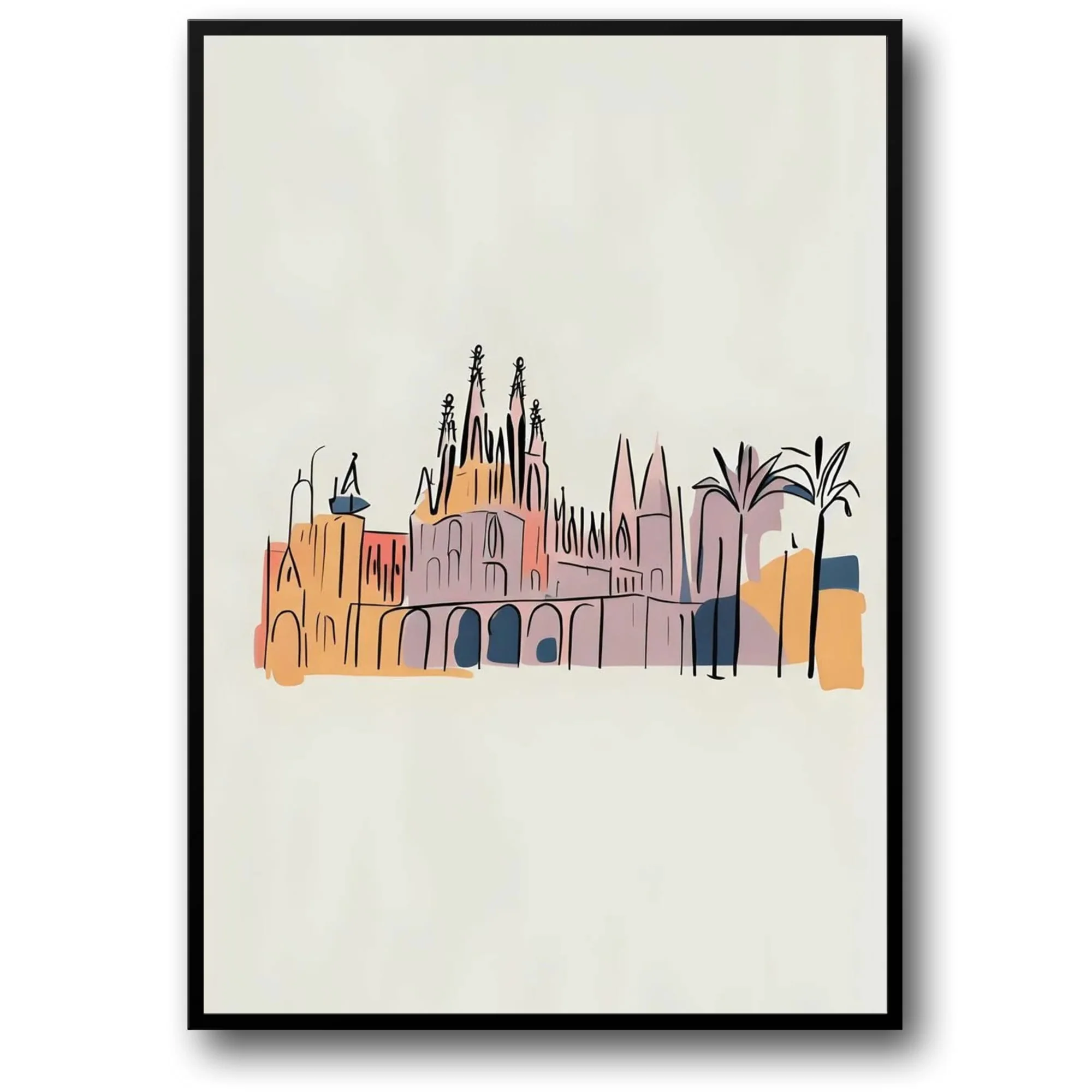 Alhambra Palace Silhouette | Minimalist Spanish Landmark
