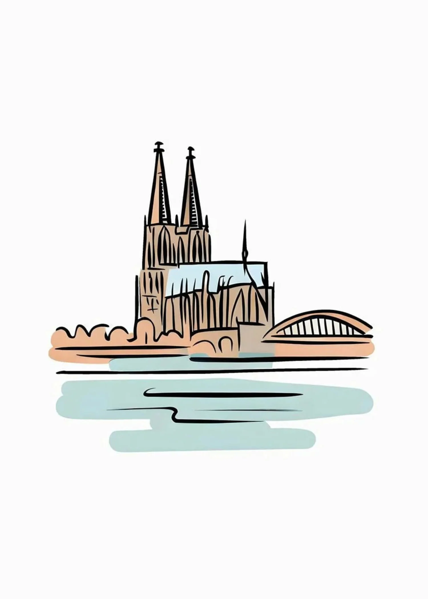 Cologne Cathedral | Minimalist Watercolor - Image 4