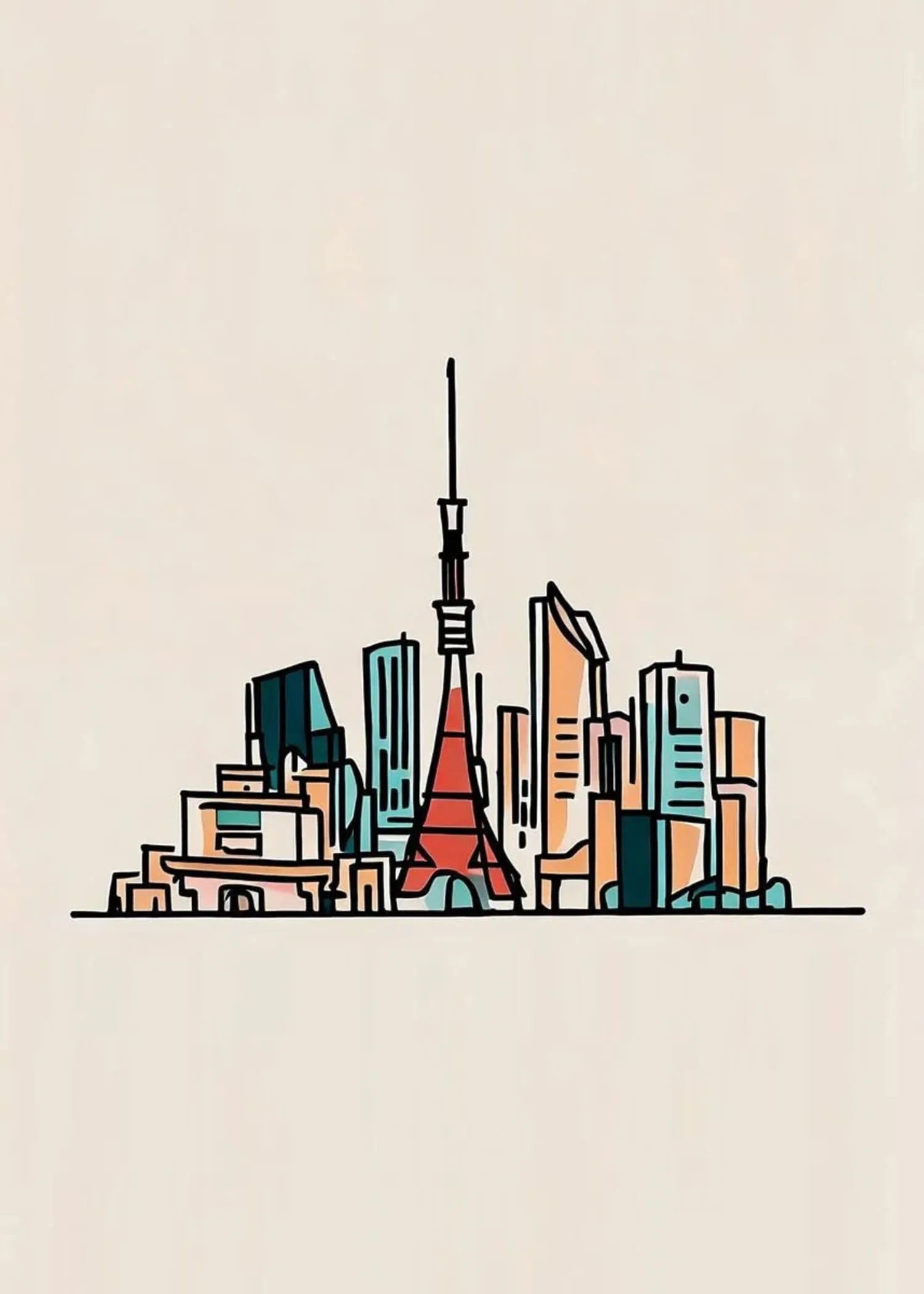 Tokyo Minimalist Skyline | Modern Cityscape - Image 4