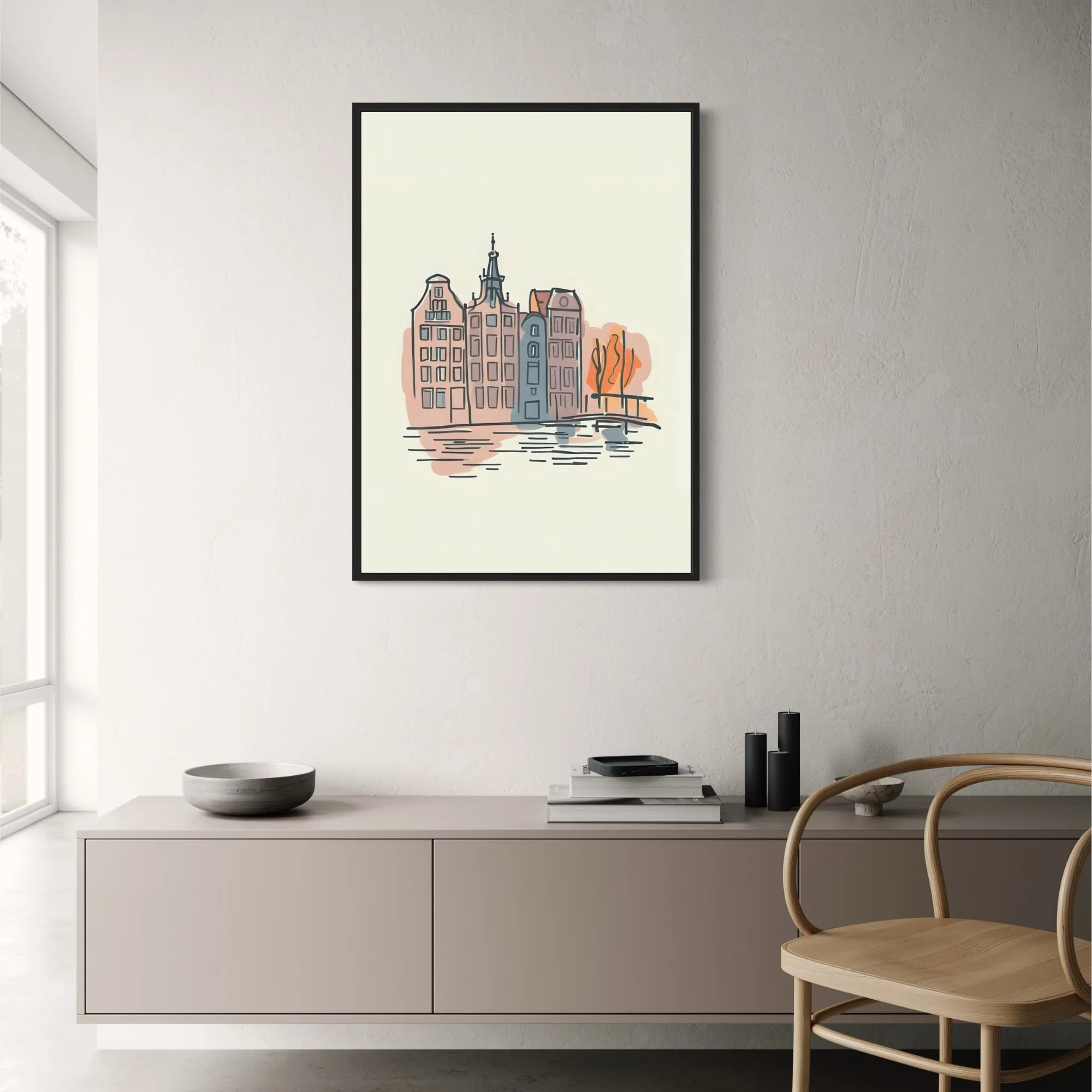 Amsterdam Canal Houses | Watercolor Urban Landscape - Image 2