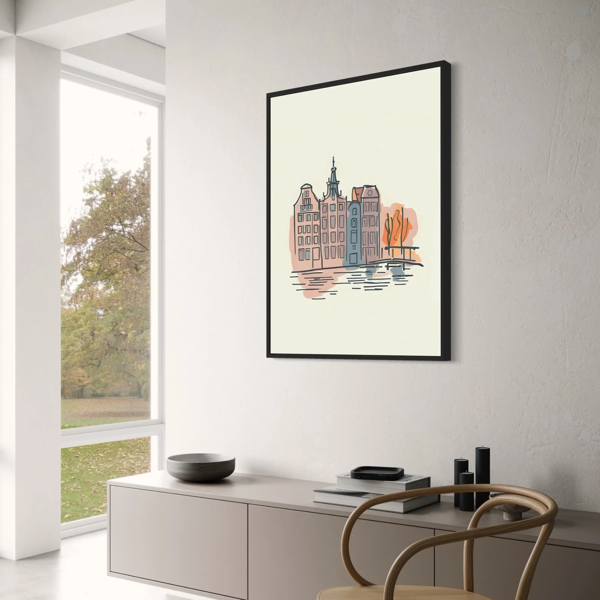 Amsterdam Canal Houses | Watercolor Urban Landscape - Image 3