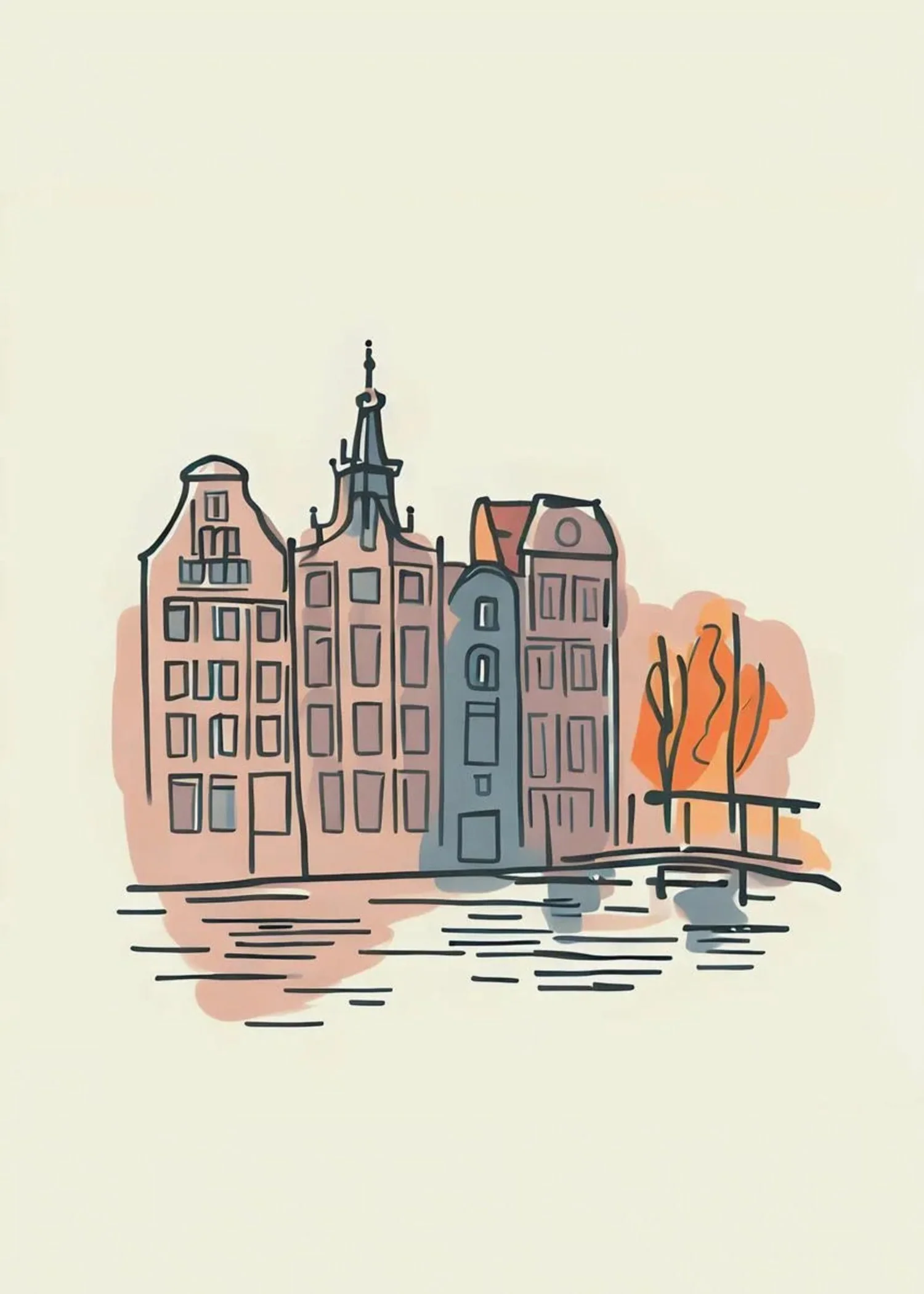 Amsterdam Canal Houses | Watercolor Urban Landscape - Image 4