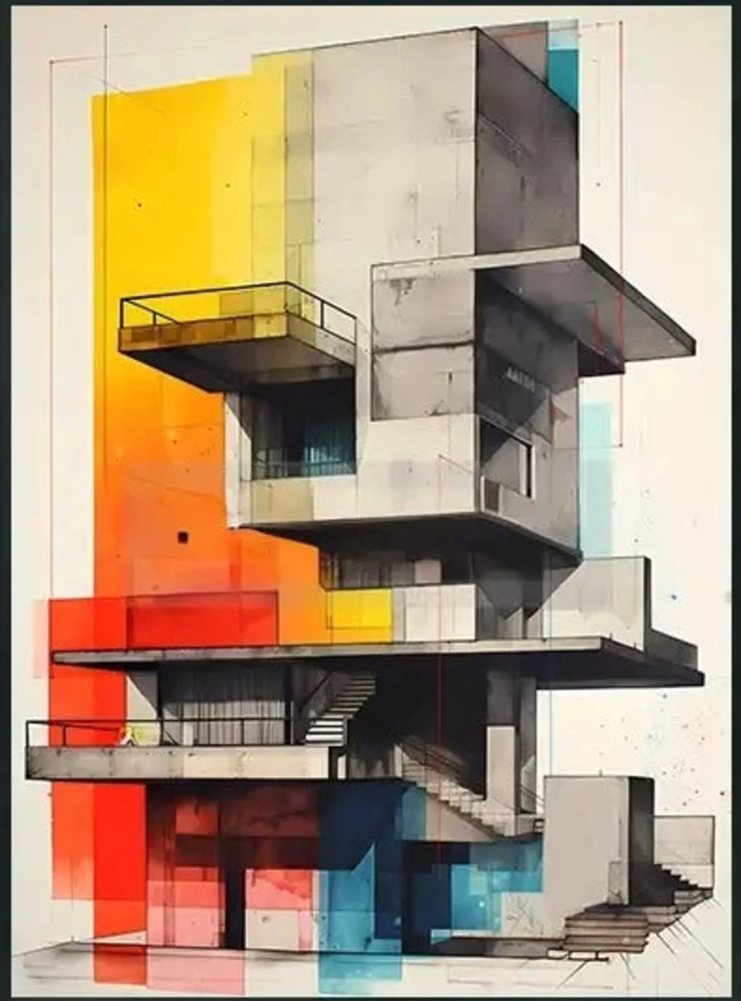 Abstract Architectural Facades | Modern Colorful Decor - Image 4