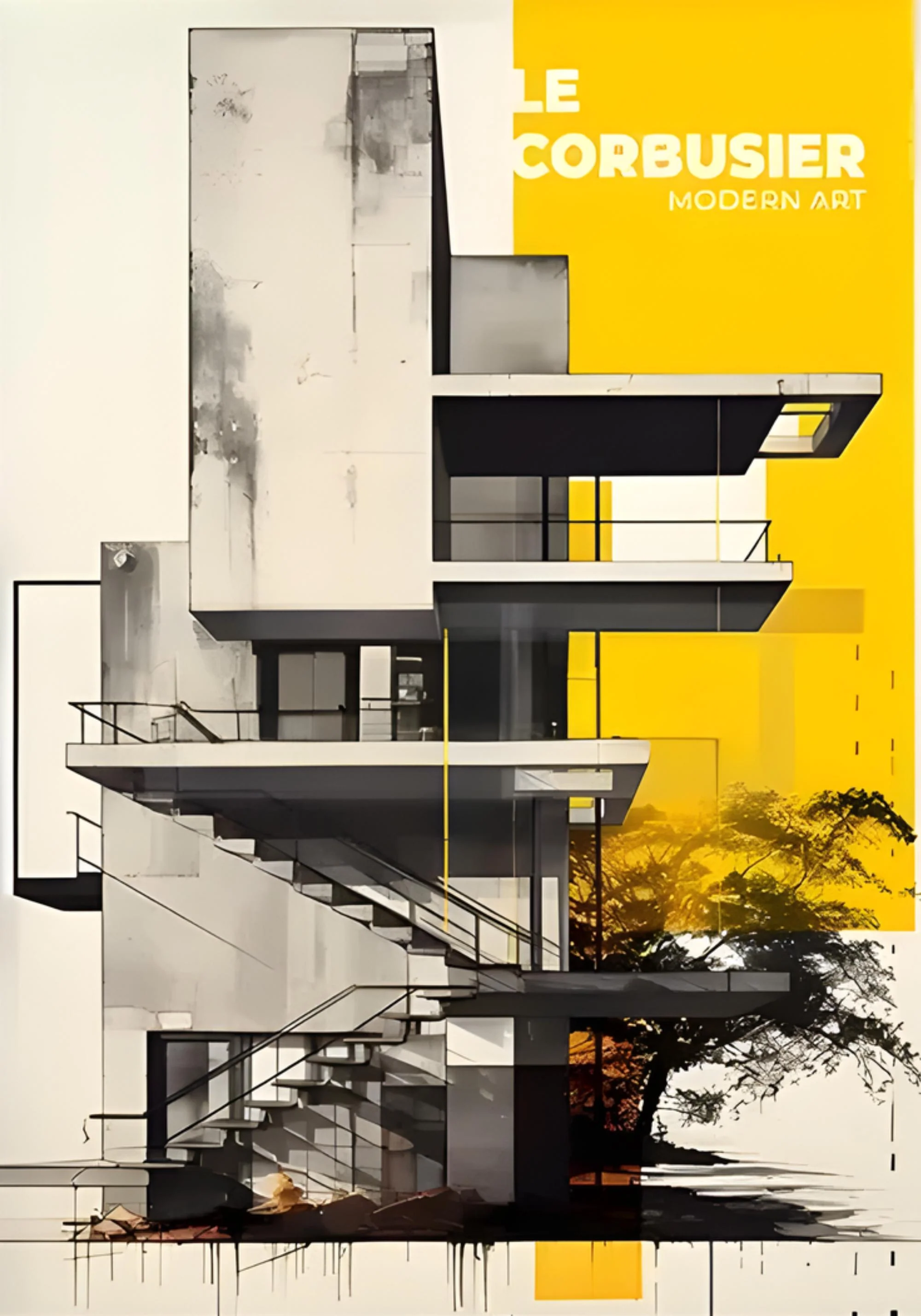 Le Corbusier Modern | Yellow Abstract Architecture - Image 2
