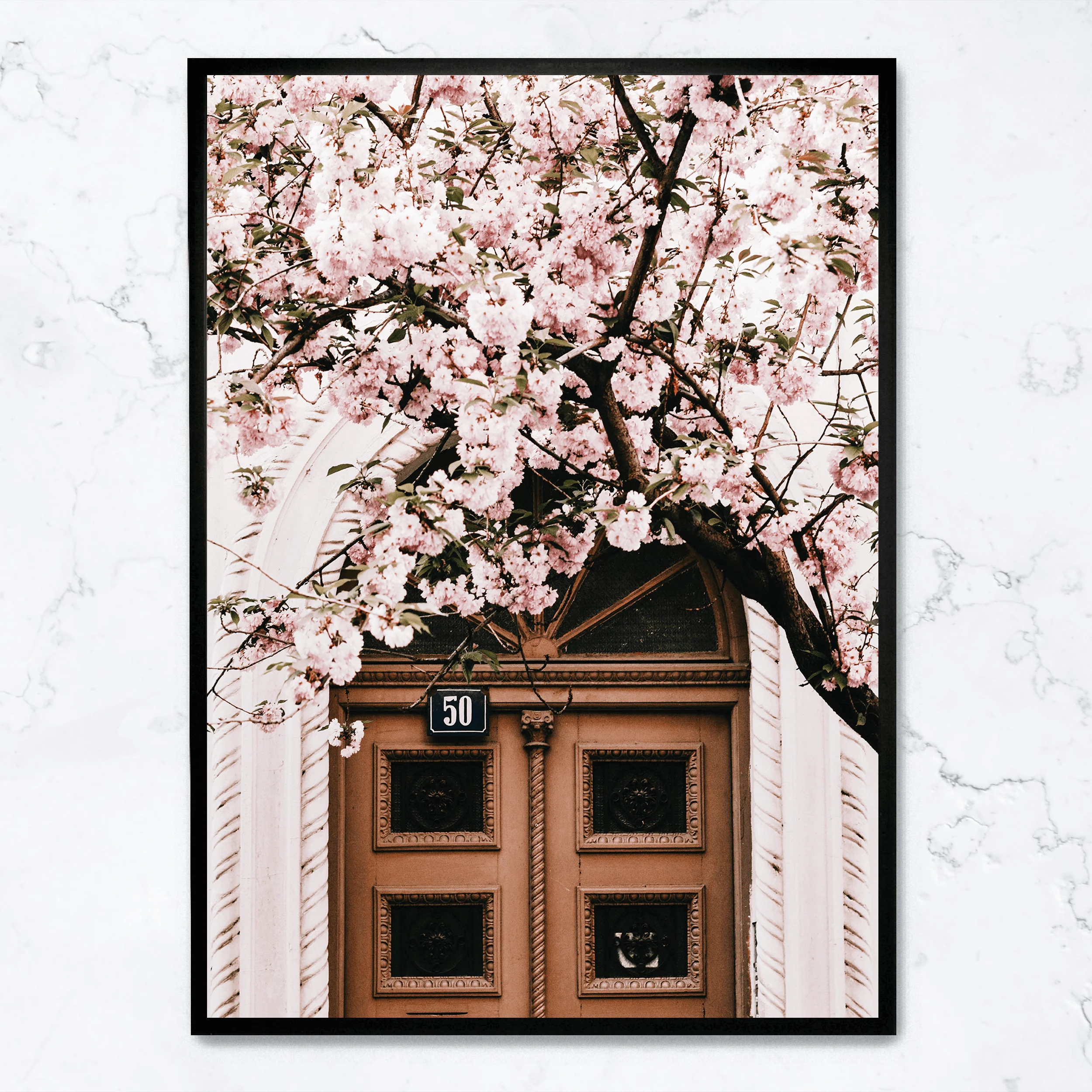 Door with Pink Flowers | Floral Decor - Image 4