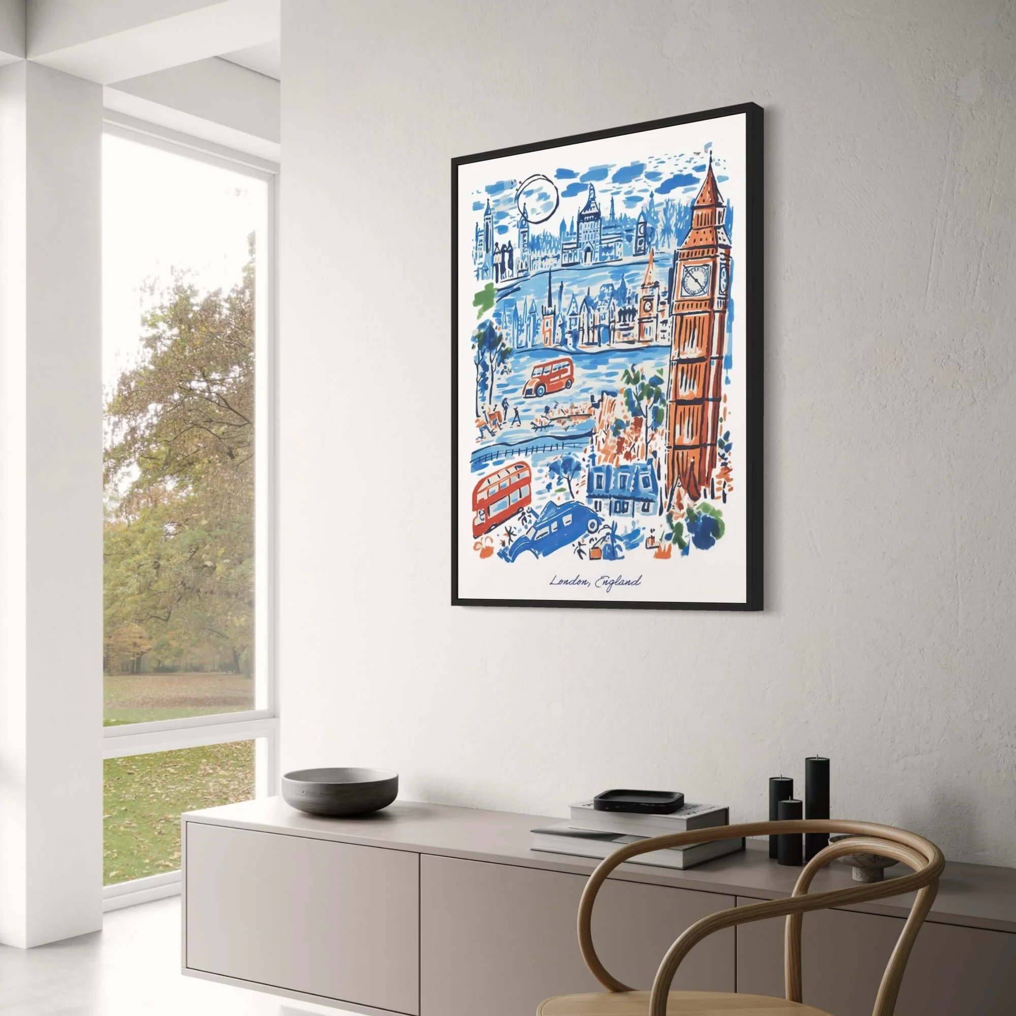 London Landmarks | Blue & Red Urban Scene - Image 3