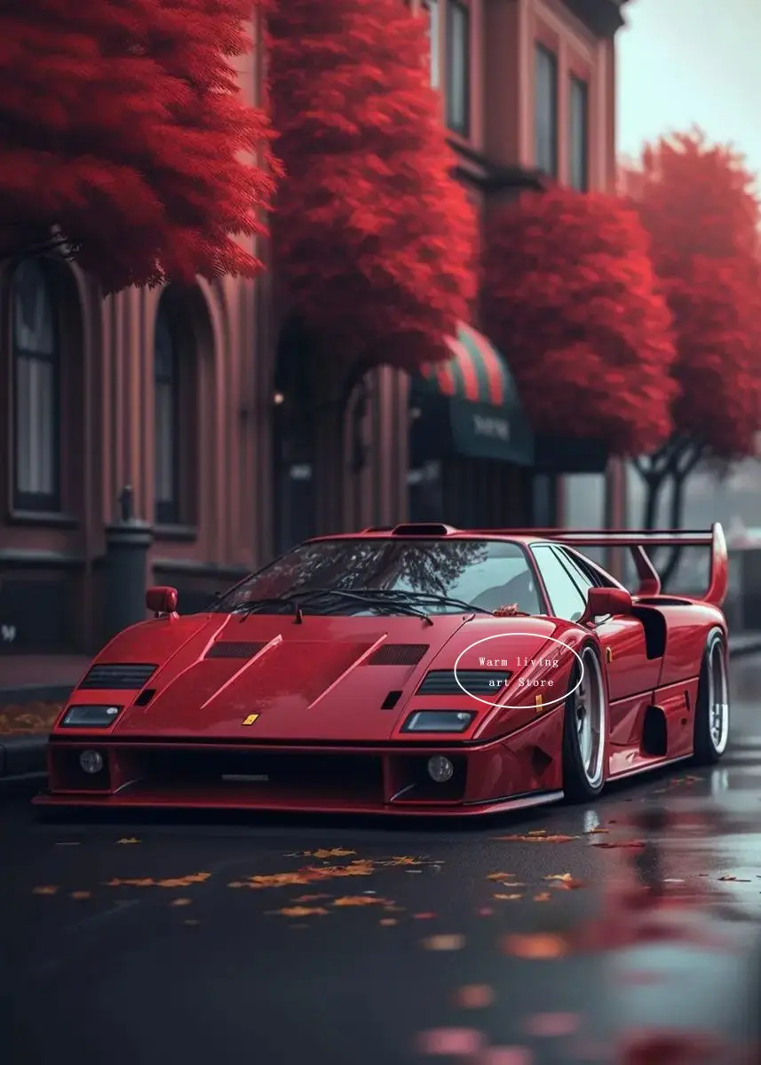 Ferrari F40 | Red Black Luxury Car | Modern Art
