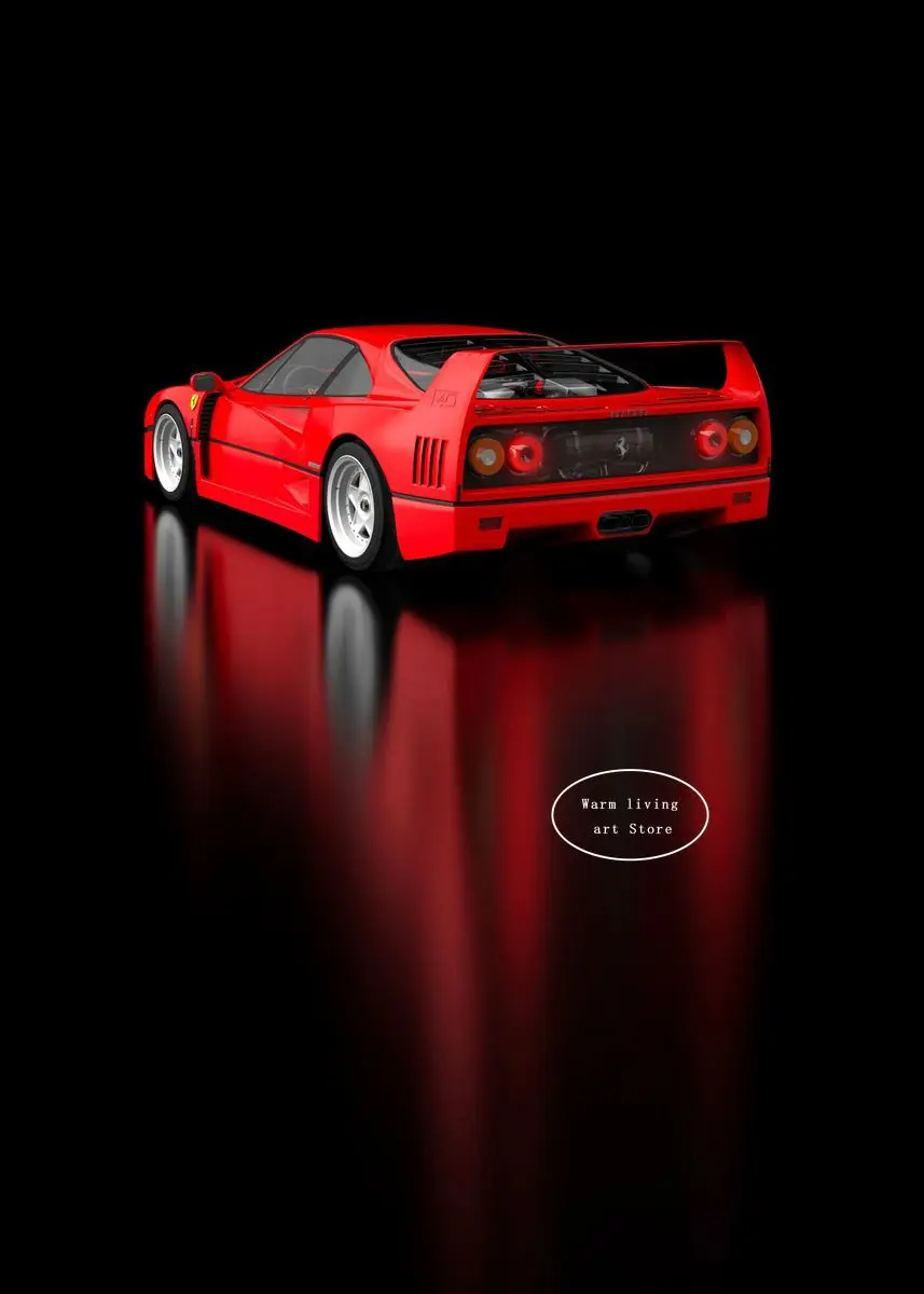 Red & Black Ferrari F40 | Luxury Car Art