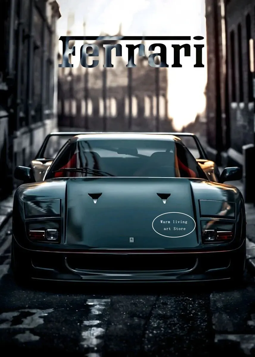 Red Black Ferrari F40 | Luxury Car Art