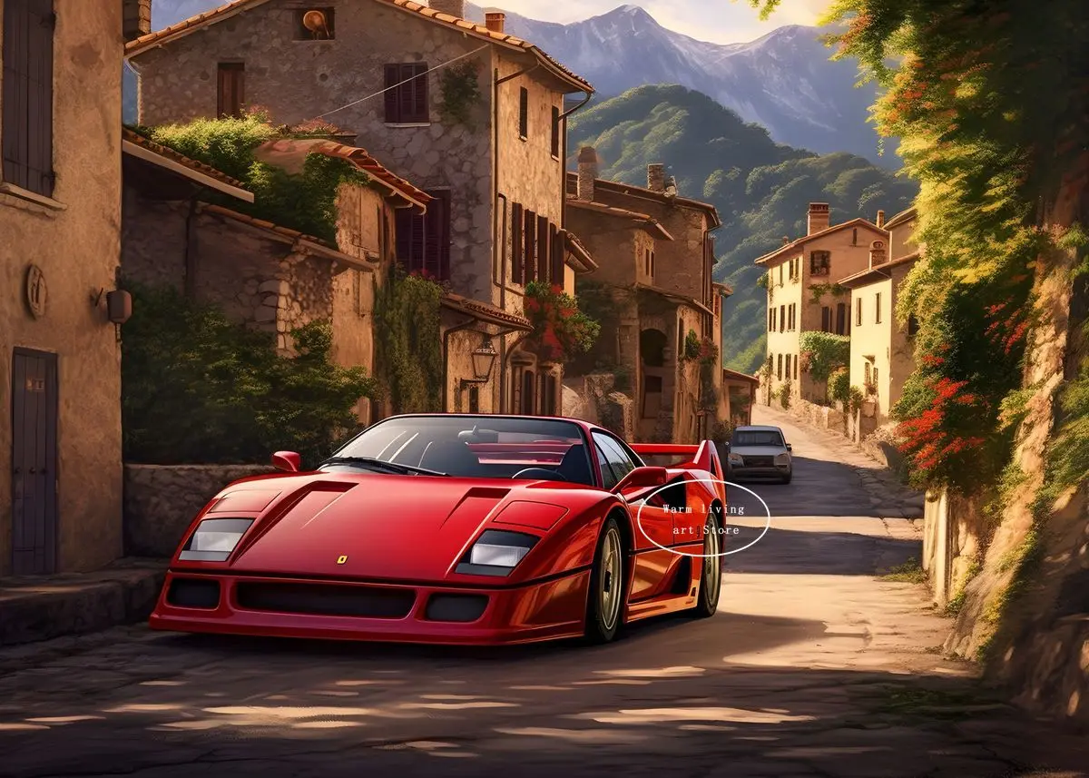 Red Black Ferrari F40 | Luxury Car Art
