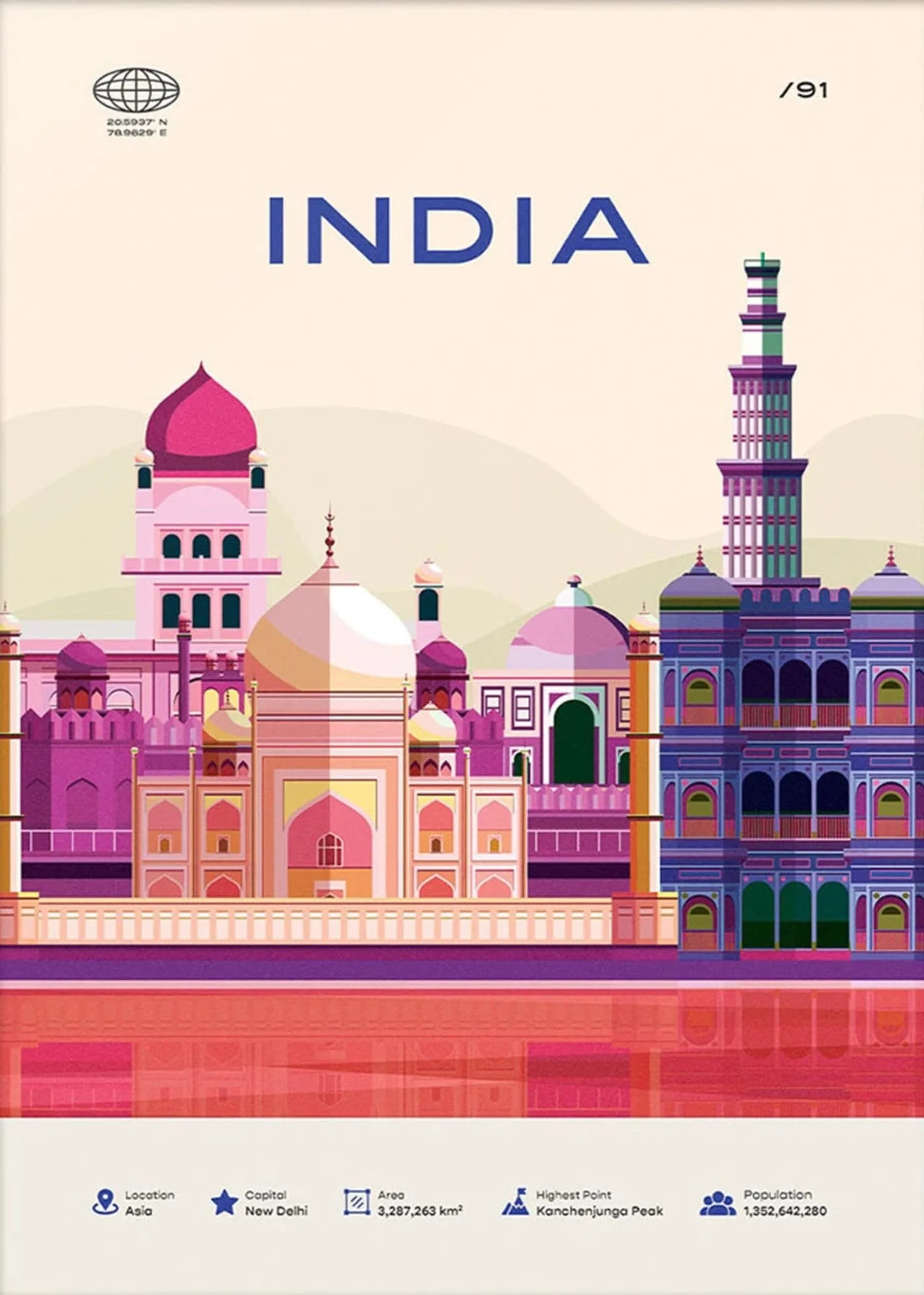 New Delhi Landmarks | Colorful Cultural Illustration - Image 4