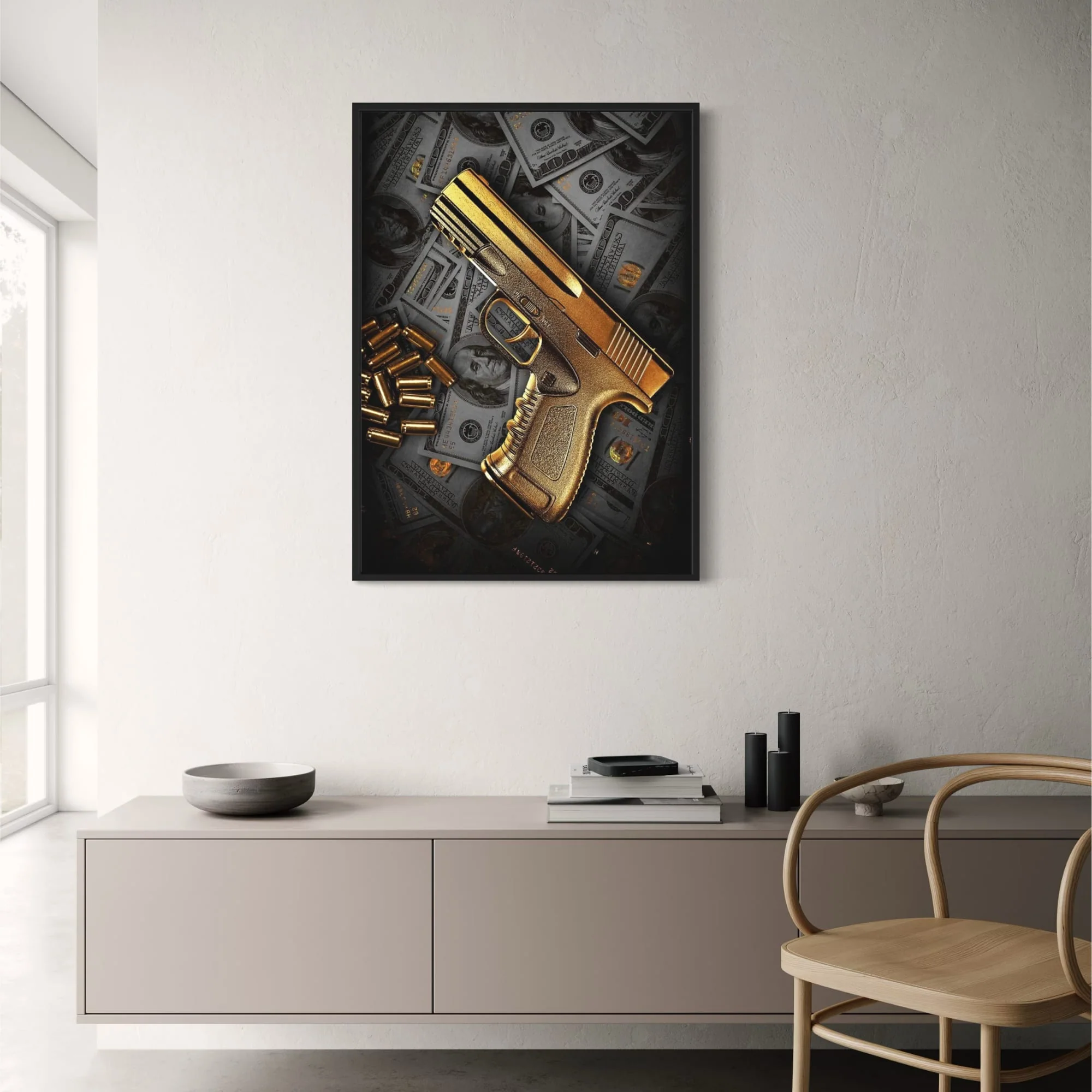 Golden Gun | Luxury Money & Weapon Art - Image 2