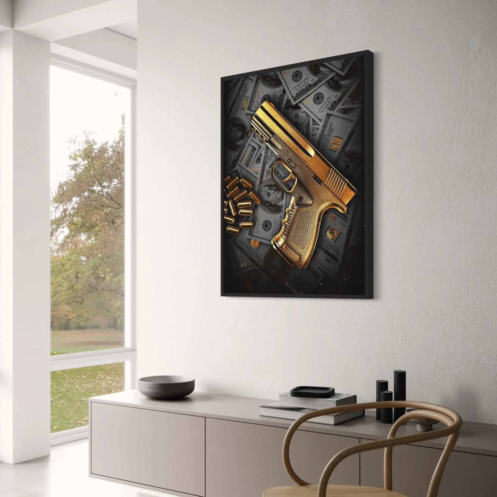Golden Gun | Luxury Money & Weapon Art - Image 3