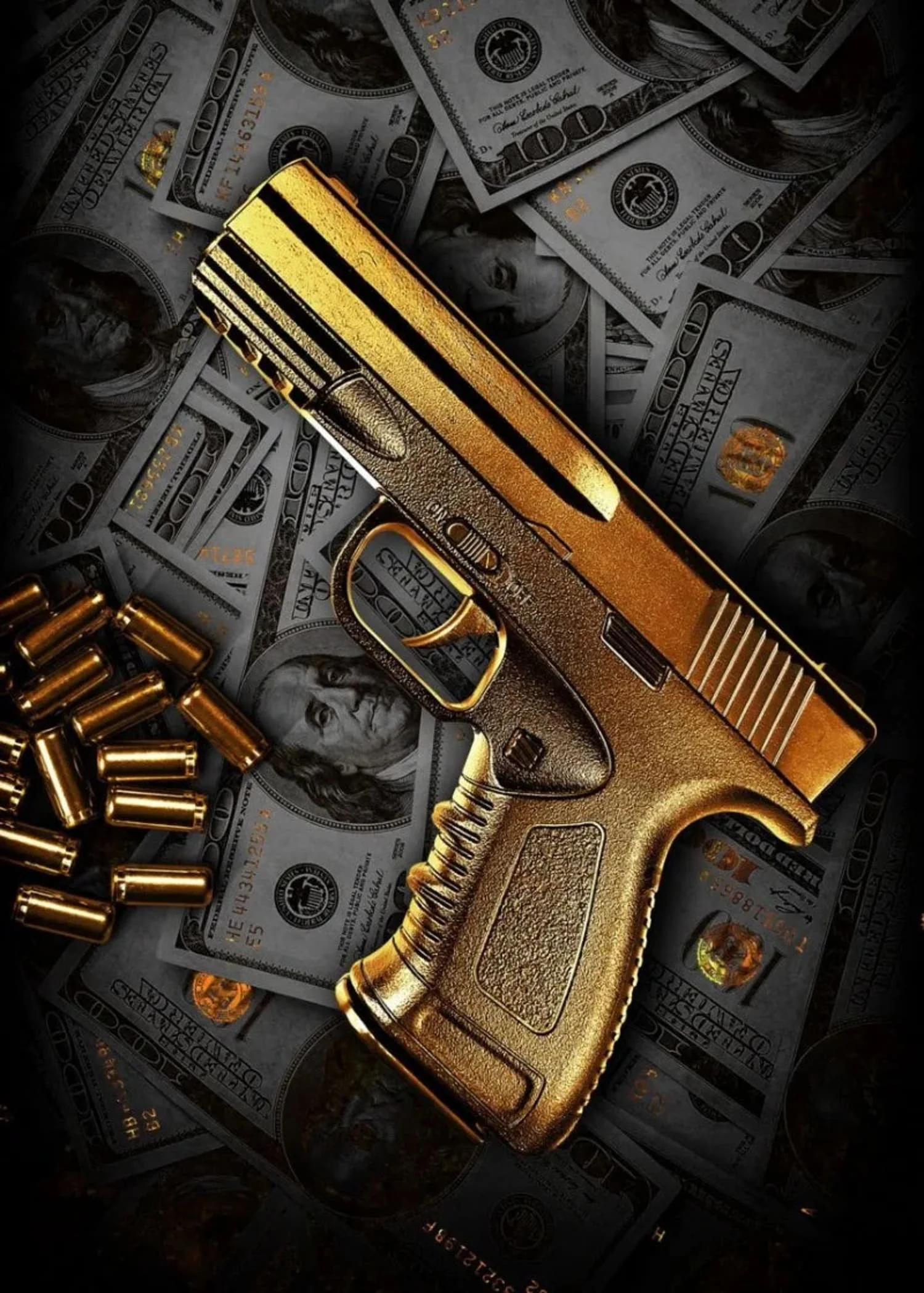 Golden Gun | Luxury Money & Weapon Art - Image 4