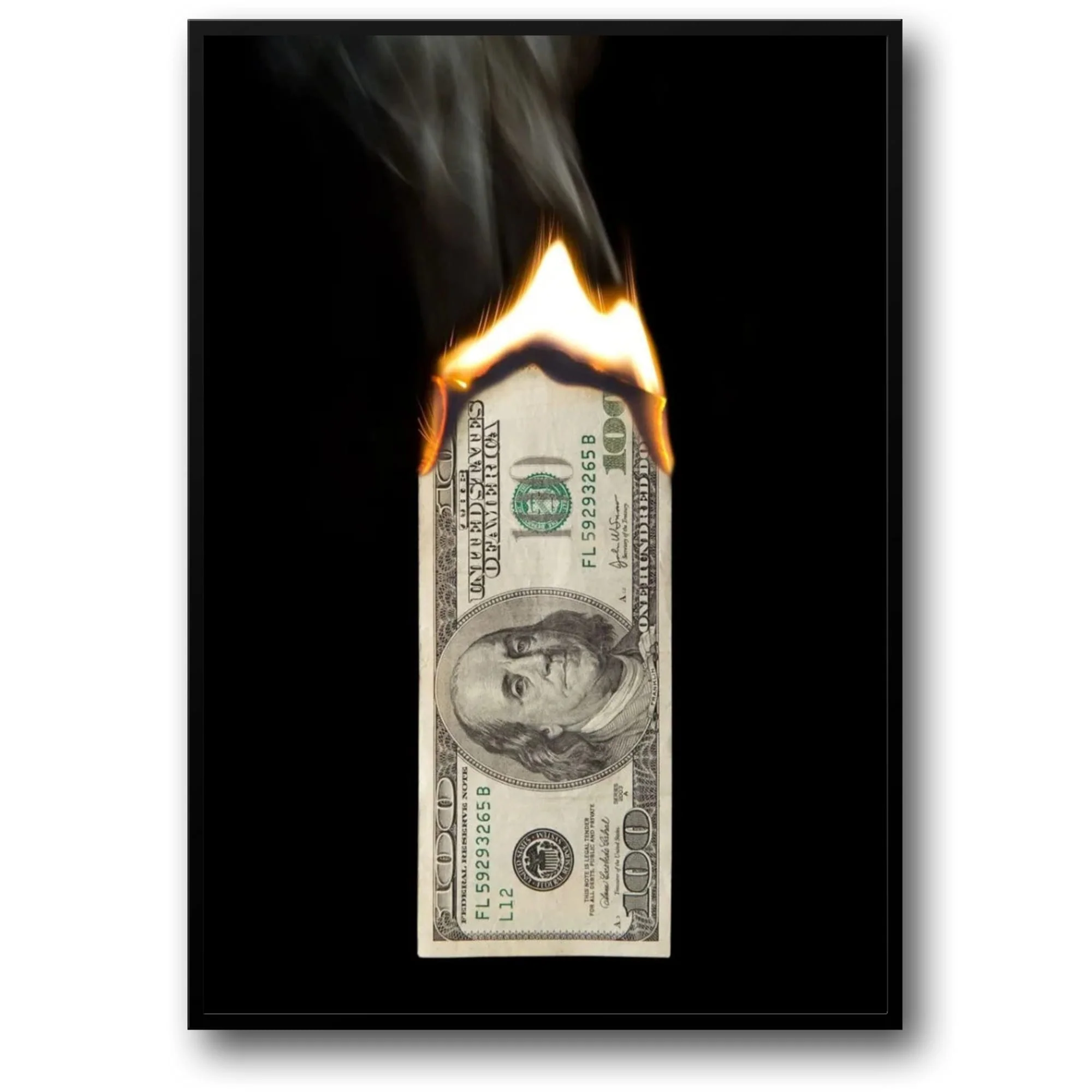 Burning Hundred Dollar Bill Art