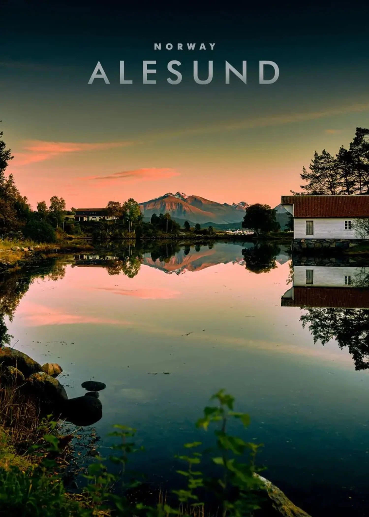 Sunset Reflections | Ålesund Norway | Serene Scandinavian Landscape - Image 4