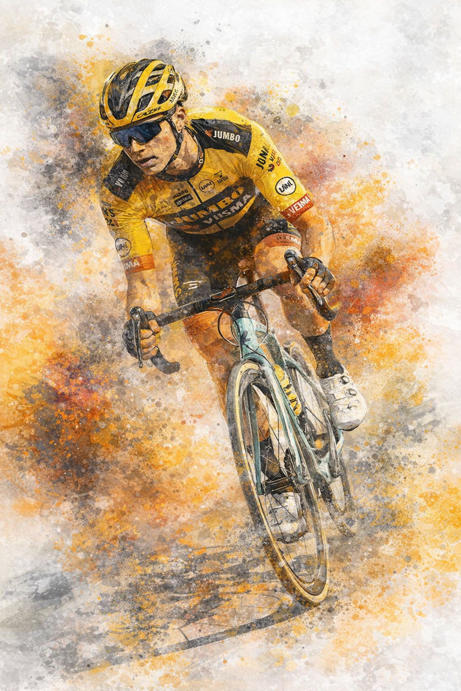 Cycling Wall Art | Professional Road Cyclist in Yellow & Black Team Kit | Modern Sports Poster Print for Gym or Home Decor Enthusiasts - Image 4