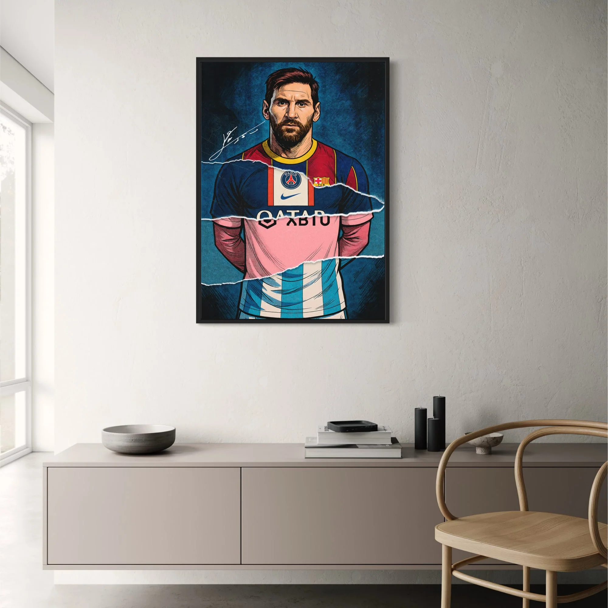 Iconic Soccer Player | Mixed Club Jerseys | FC Barcelona | PSG | Inter Miami CF - Image 2