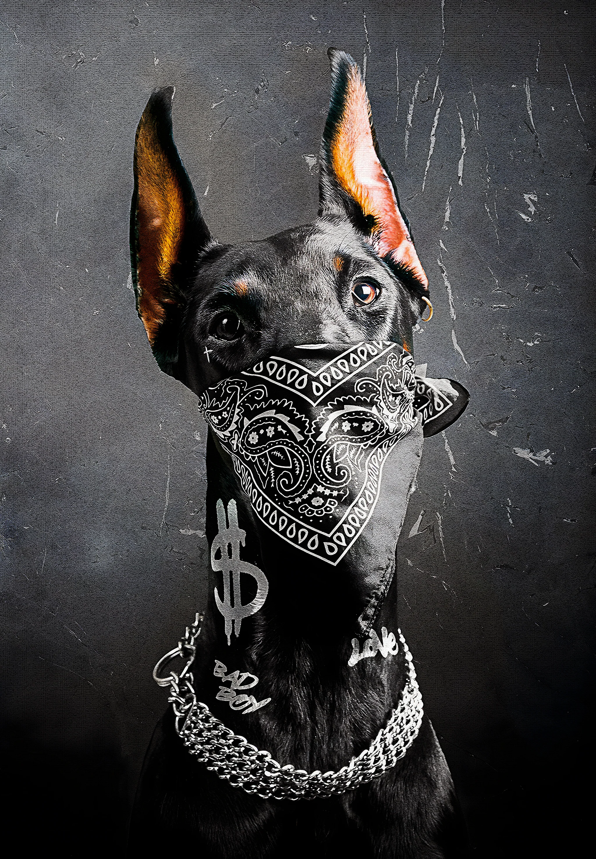 Urban Dog with Bandana | Paisley & Chains | Graffiti Style - Image 4